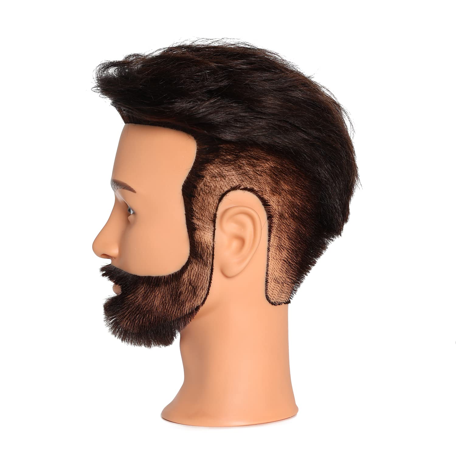 White Smoke Hairingrid Male Mannequin Head 100% Human Hair Hairdresser Cosmetology Mannequin Manikin Training Head Hair and Free Clamp Holder (R72001LB0210AH)