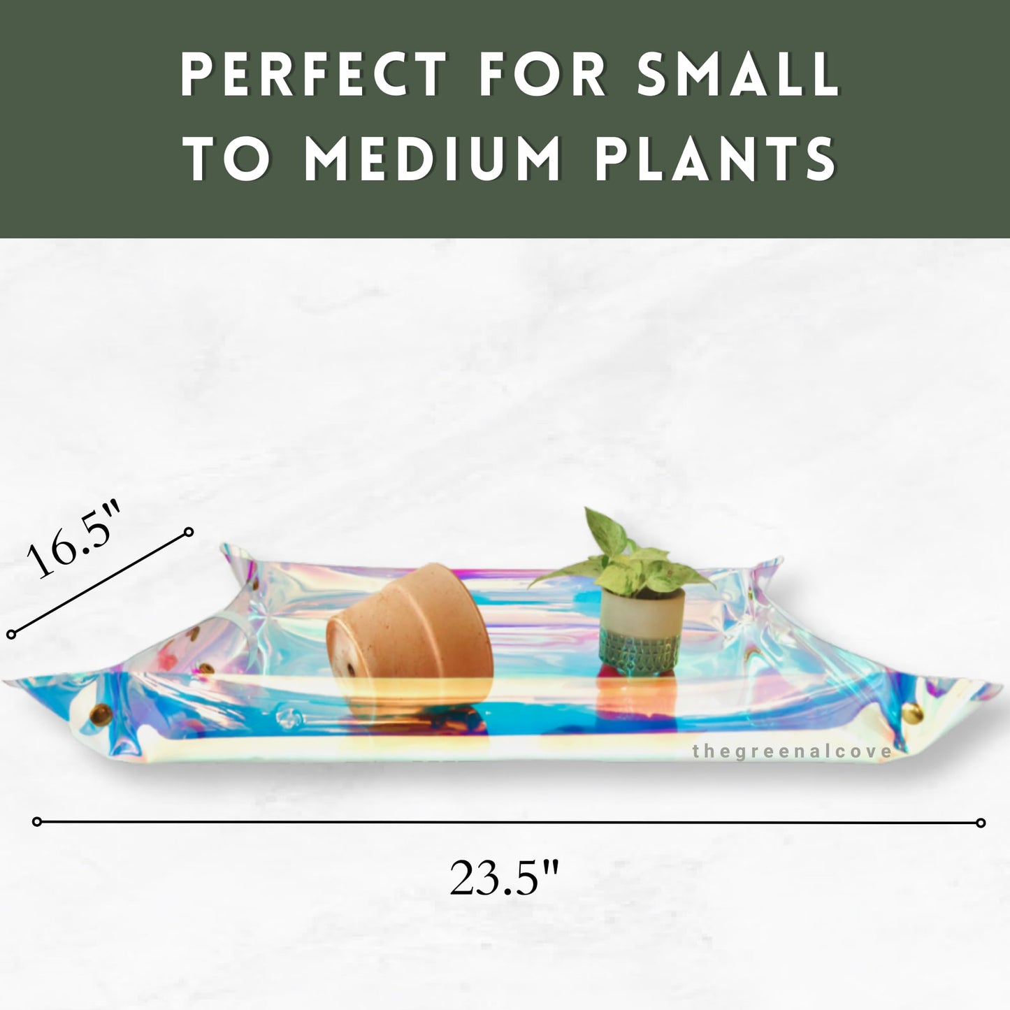 White Smoke The Green Alcove Plant Repotting Mat for Indoor Outdoor Gardening, Holographic Roll Out Potting Mat Tarp - Gifts for Plant Lovers Women (Blue)