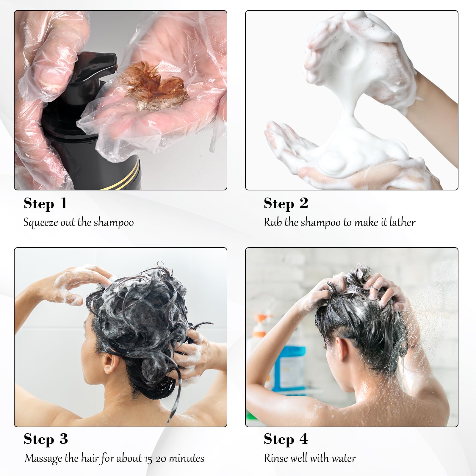 White Smoke KAISASA Black Hair Dye Shampoo 3 in 1, Hair Color Shampoo for Cover Grey Hair, Natural with Herbal Ingredient for Men and Women (Black)
