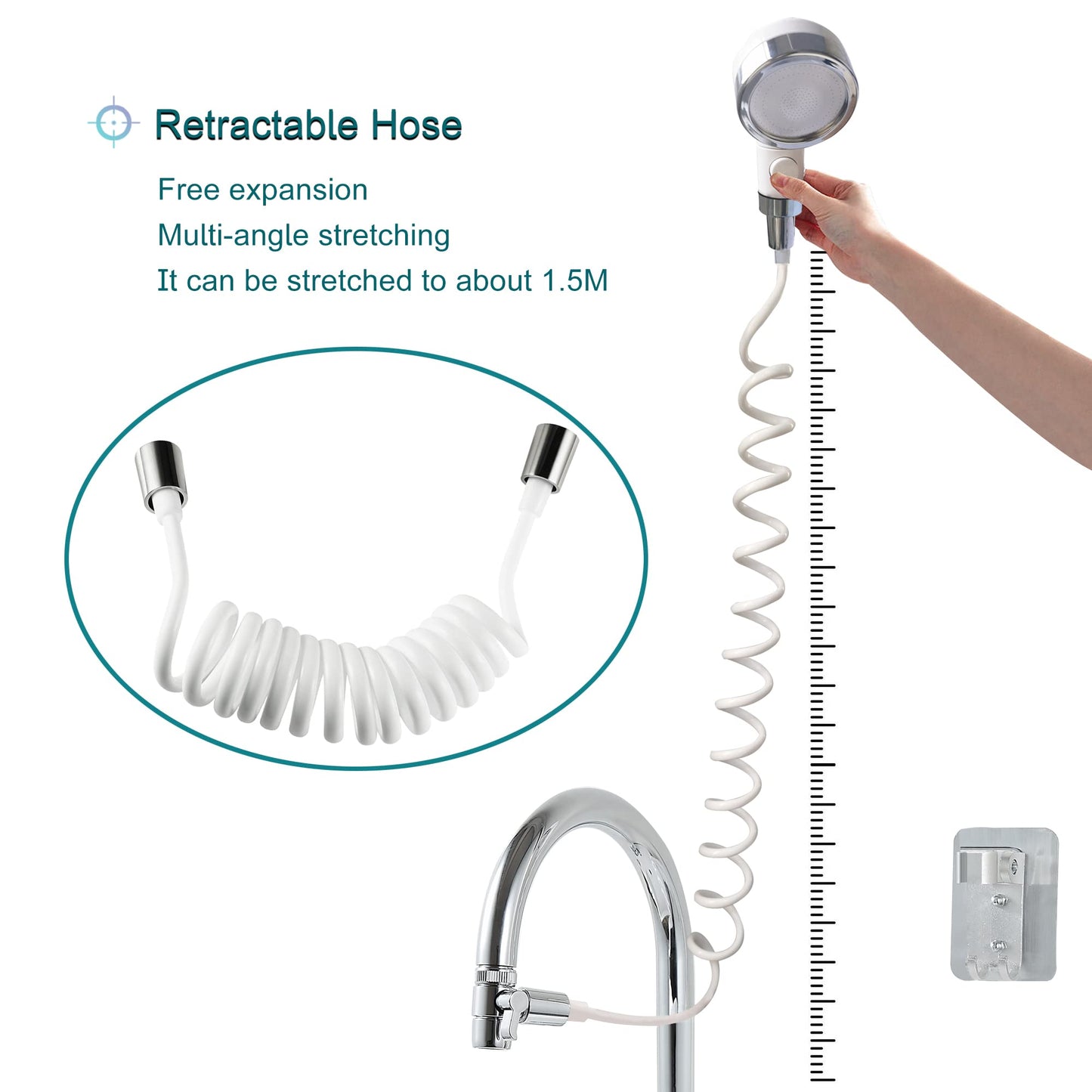 White Smoke U-BCOO Sink Spray Rubber Hose Portable Shampoo Sprayer (Style 2)