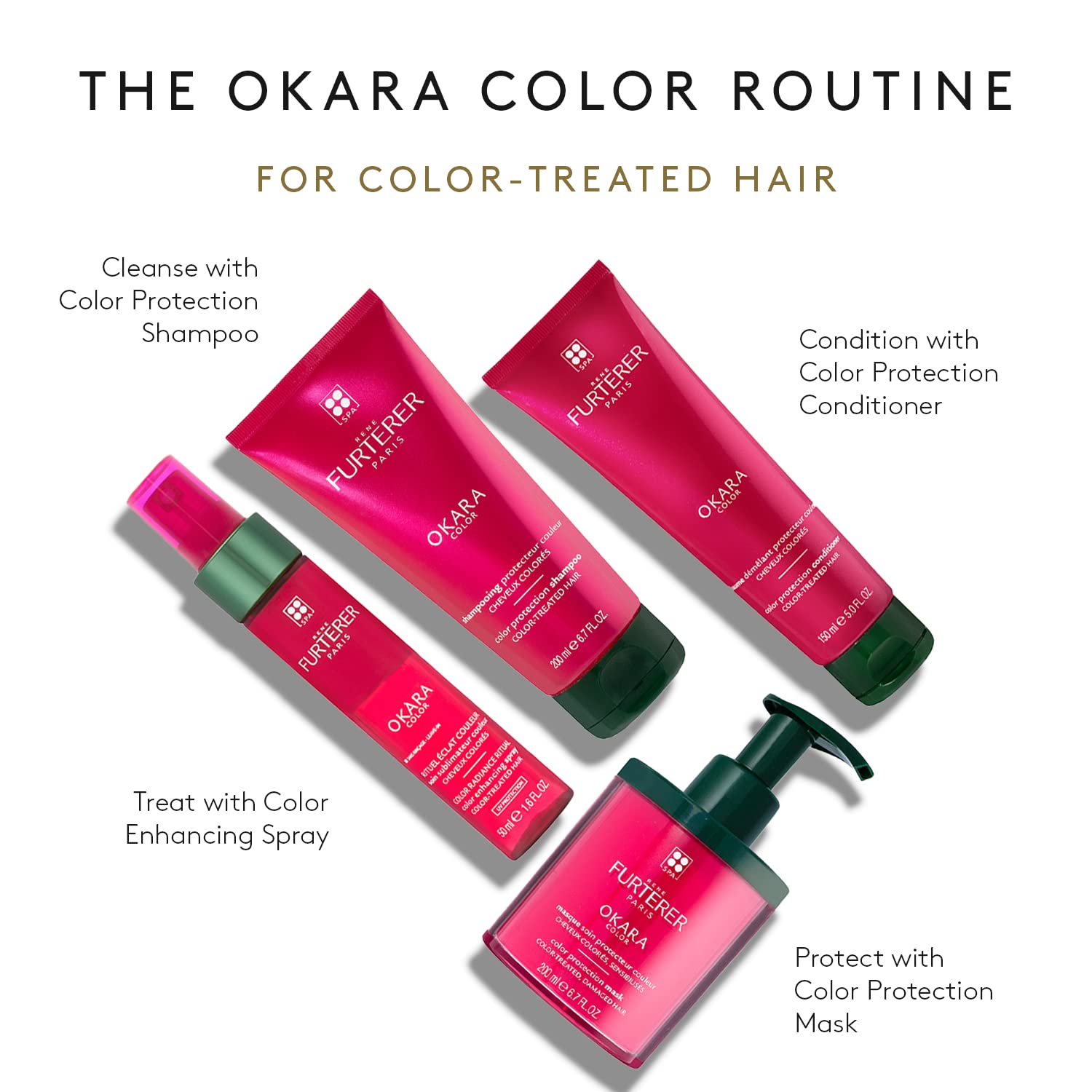White Smoke Rene Furterer OKARA Color Protection Spray - Safe for Color-Treated Hair - Leave-In - Bi-Phase - Sulfate & Paraben-Free