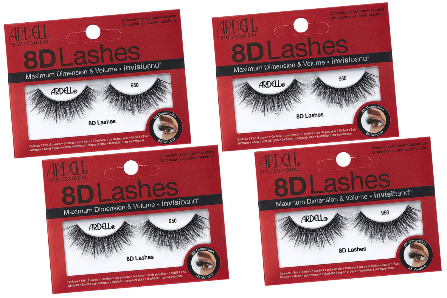 White Smoke Ardell Strip Lashes 8D Lashes 950, 4-Pack