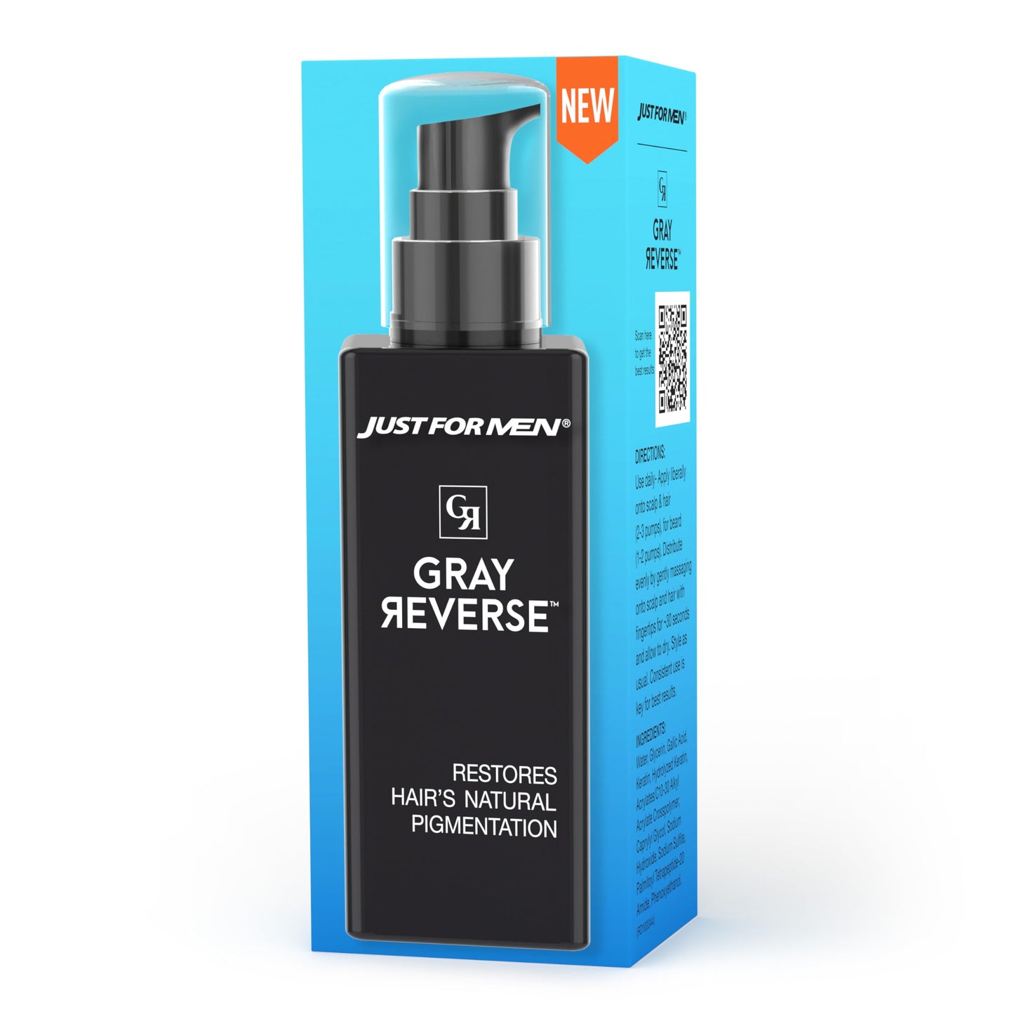White Smoke Just for Men Gray Reverse Daily Hair Serum, Gradually Reduces Gray Hair, Easy Dye-Free Serum, 6.7oz
