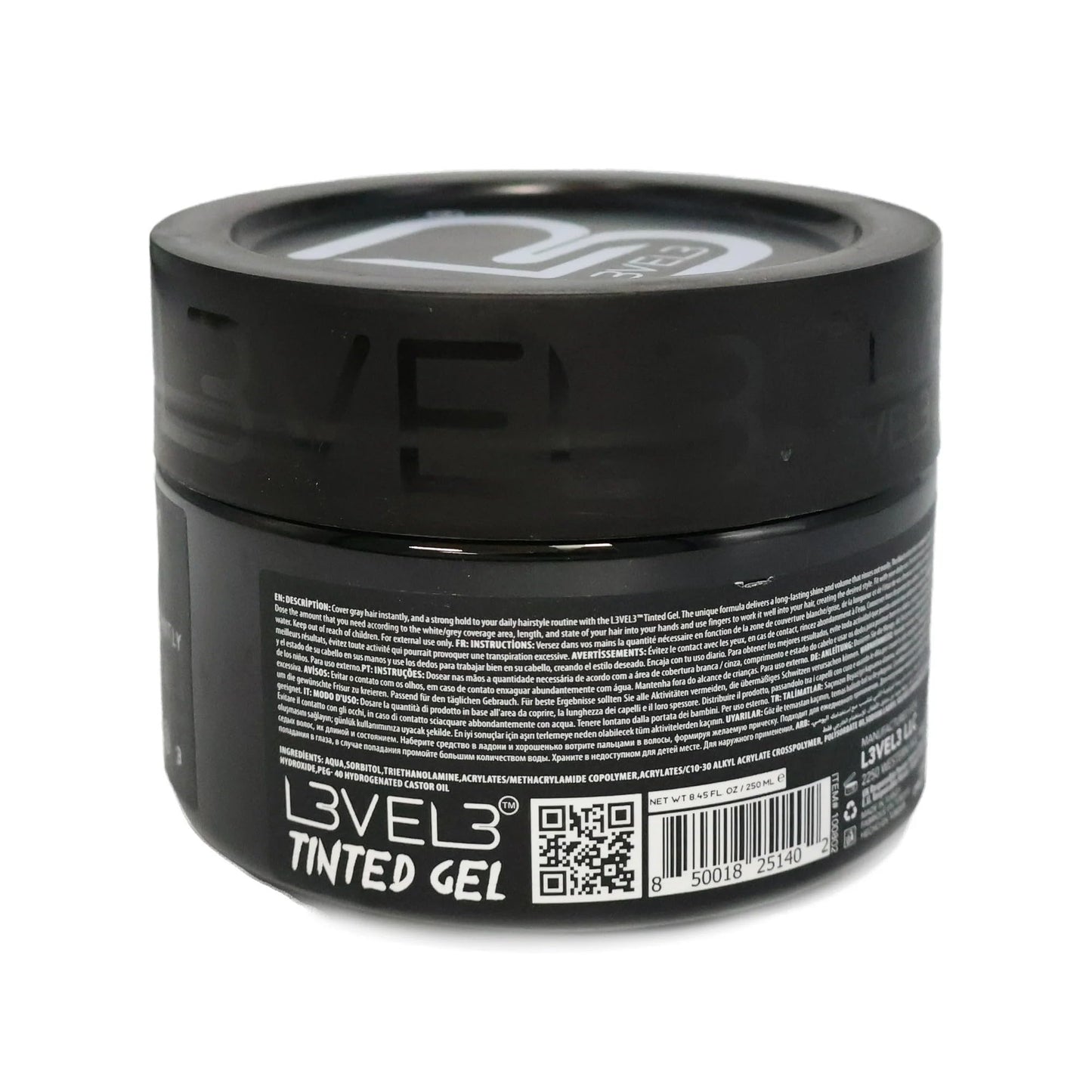 Dark Slate Gray L3 Level 3 Black Tinted Hair Gel – Cover Grays Instantly & Style with Strong Hold | Adds Volume, Texture & Shine | Semi-Permanent, Flake-Free Formula