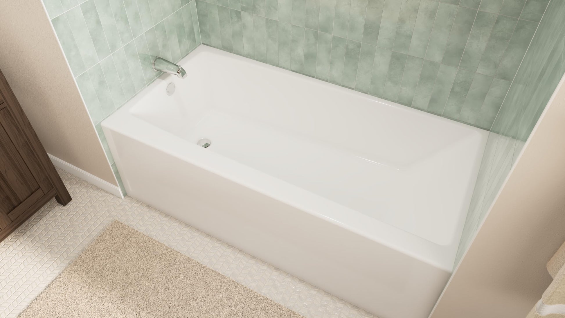 Light Gray Prism 60 in. L x 32 in. W Acrylic Alcove Left-Hand Drain Bathtub, White