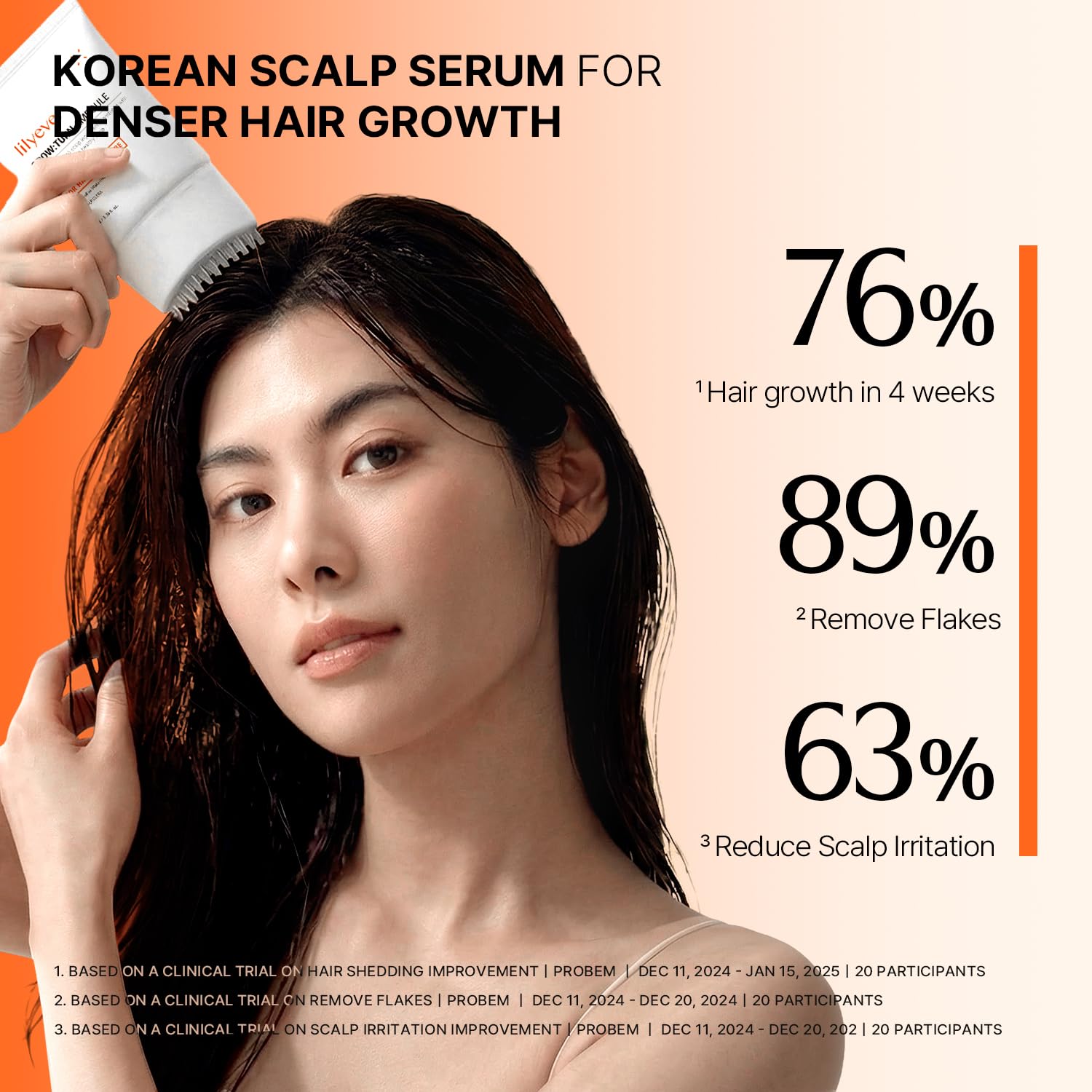 Seashell lilyeve GROWTURN Hair Growth Serum with Built-in Brush, Heartleaf-Derived Exosomes to Revitalize, Scalp Massager, Korean Hair Care, 3.38 fl. oz. (Pack of 1)