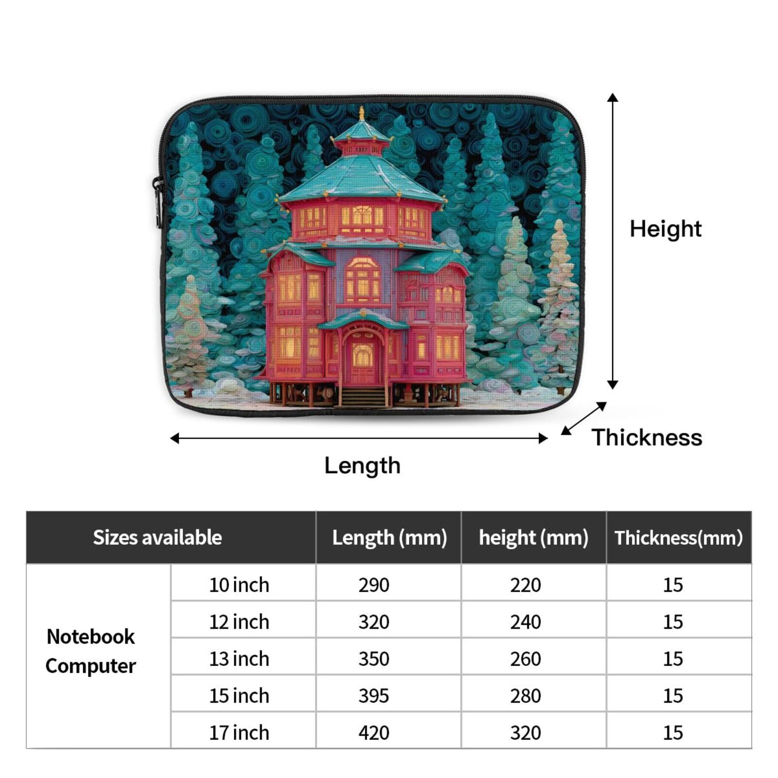 White Smoke 10 Inch Portable And Shockproof Laptop Bag With Unique Enchanted Alcove Print, For Work, University, And Commuting