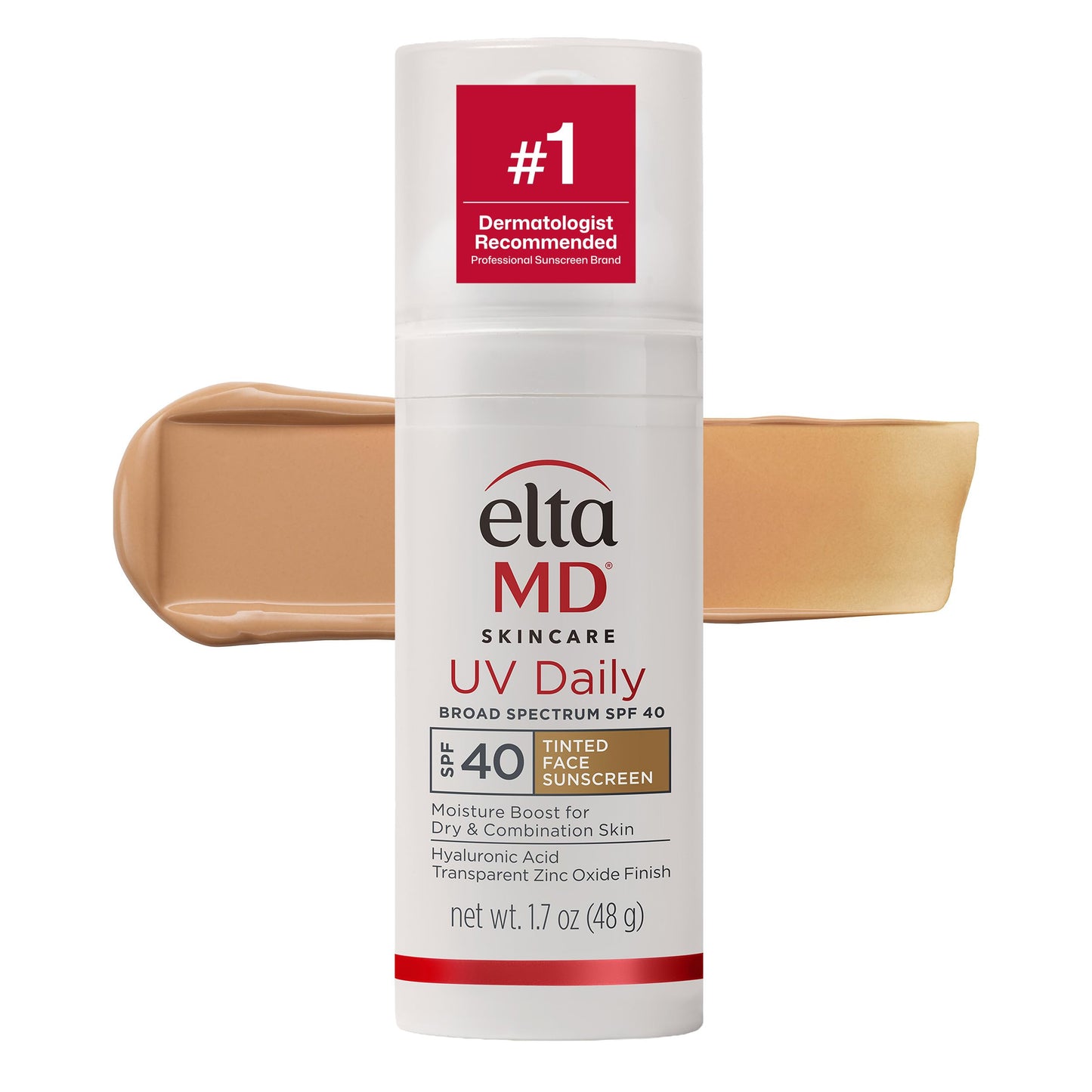 White Smoke EltaMD UV Daily Tinted SPF 40 Face Sunscreen Moisturizer with Zinc Oxide, Tinted Daily Face Moisturizer with SPF, Sunscreen for Dry Skin,1.7 oz Pump