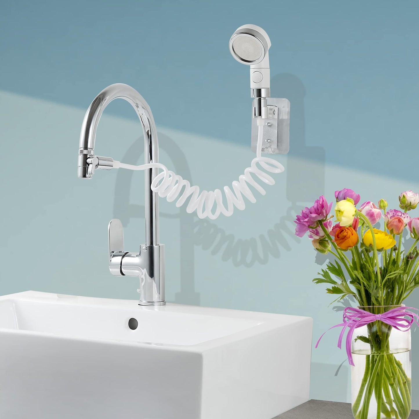 Dark Gray U-BCOO Sink Spray Rubber Hose Portable Shampoo Sprayer (Style 2)