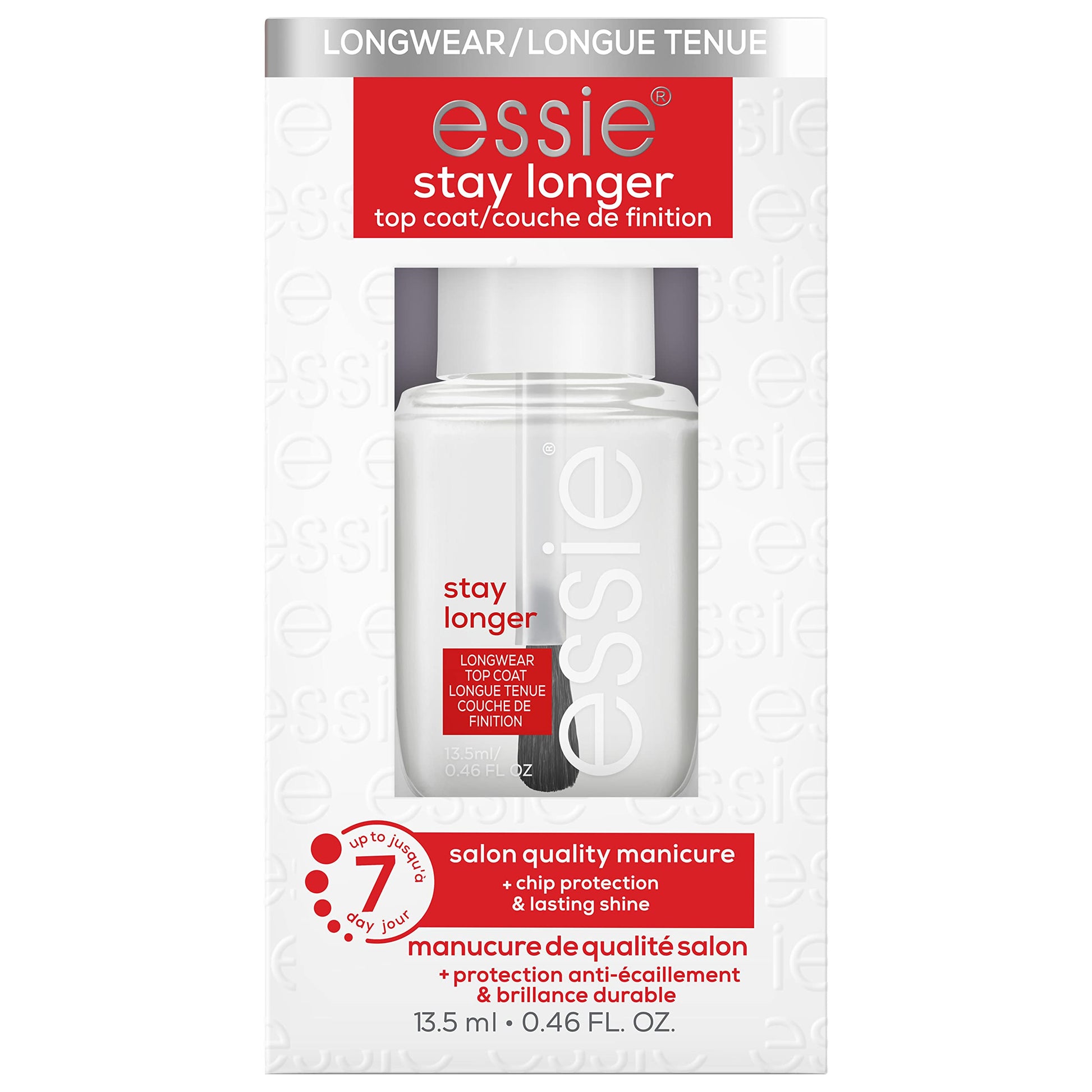 White Smoke essie Nail Care, Salon-Quality Longwear Top Coat, 8-Free Vegan, Stay Longer, 0.46 fl oz