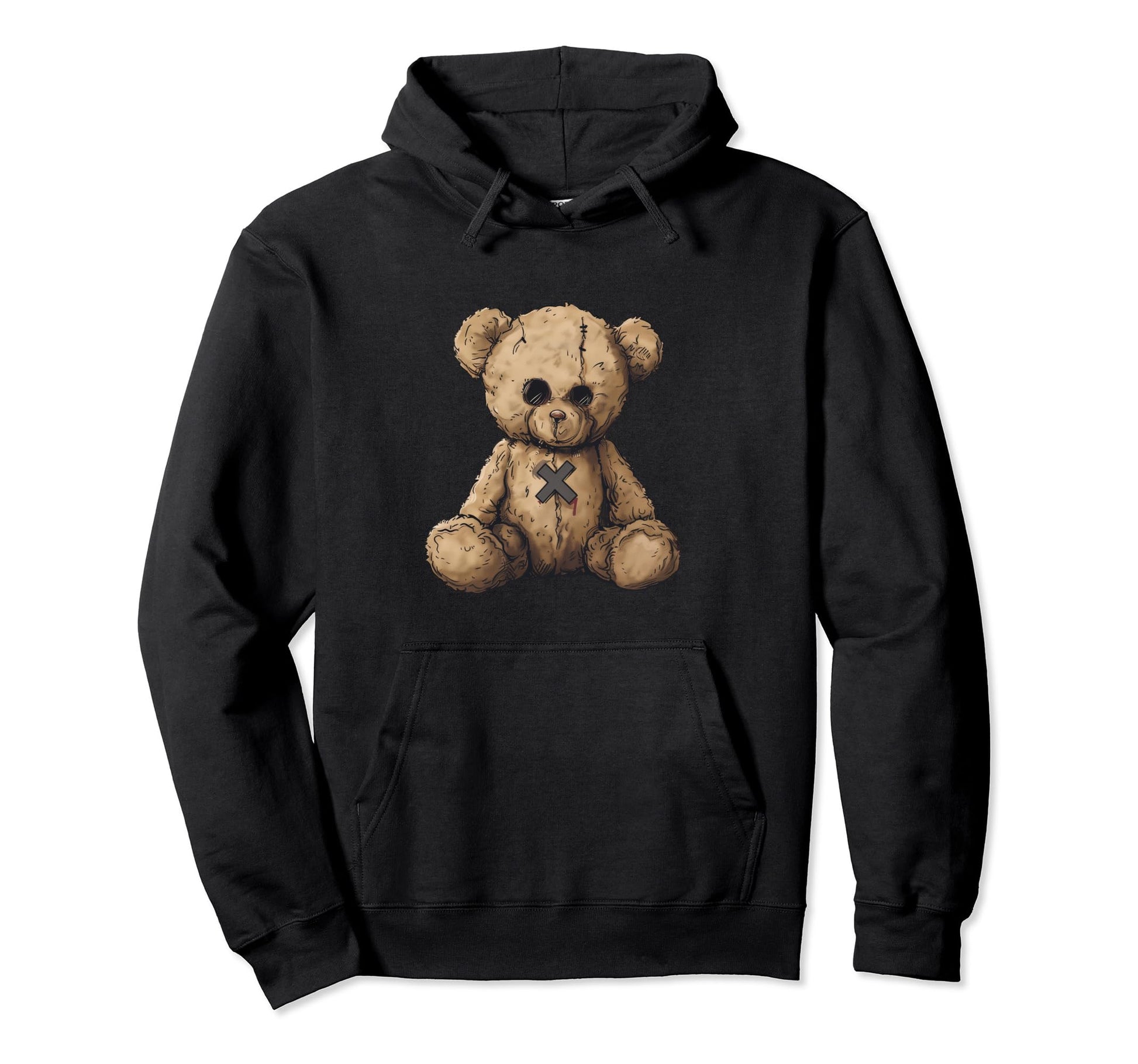 Black Stitched Silence Pullover Hoodie