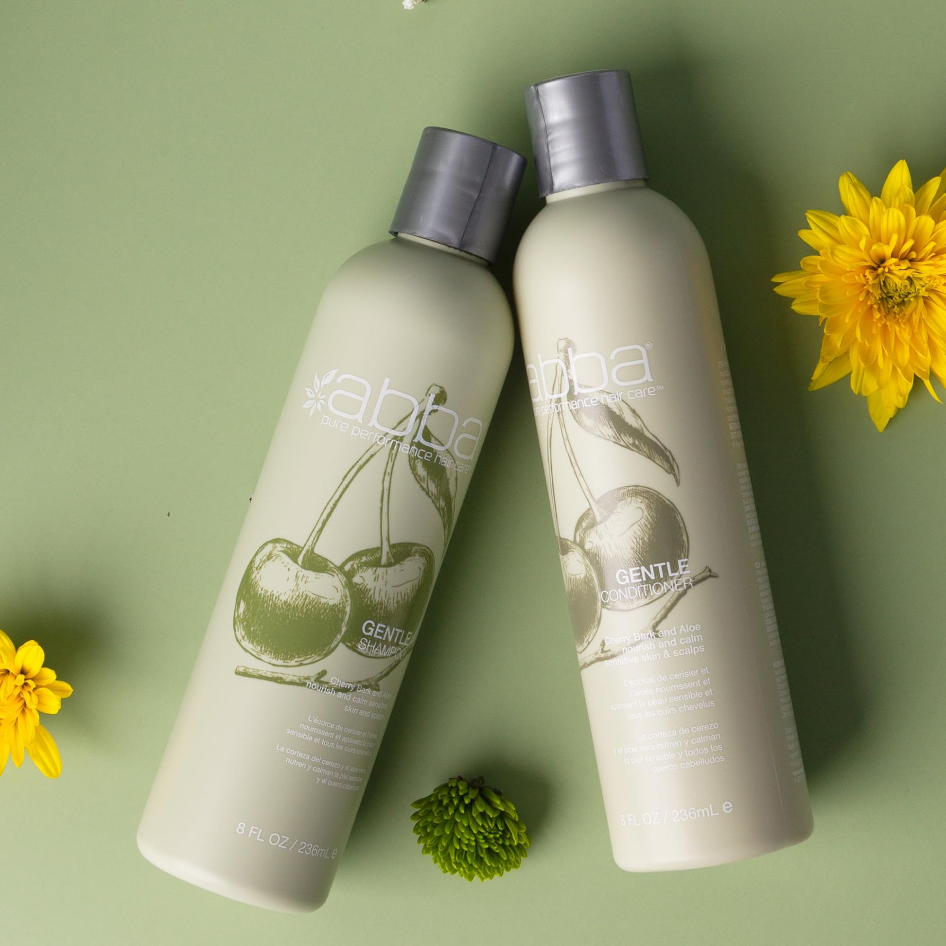 Dark Sea Green ABBA Gentle Shampoo, Cherry Bark & Aloe, 32 Fl Oz