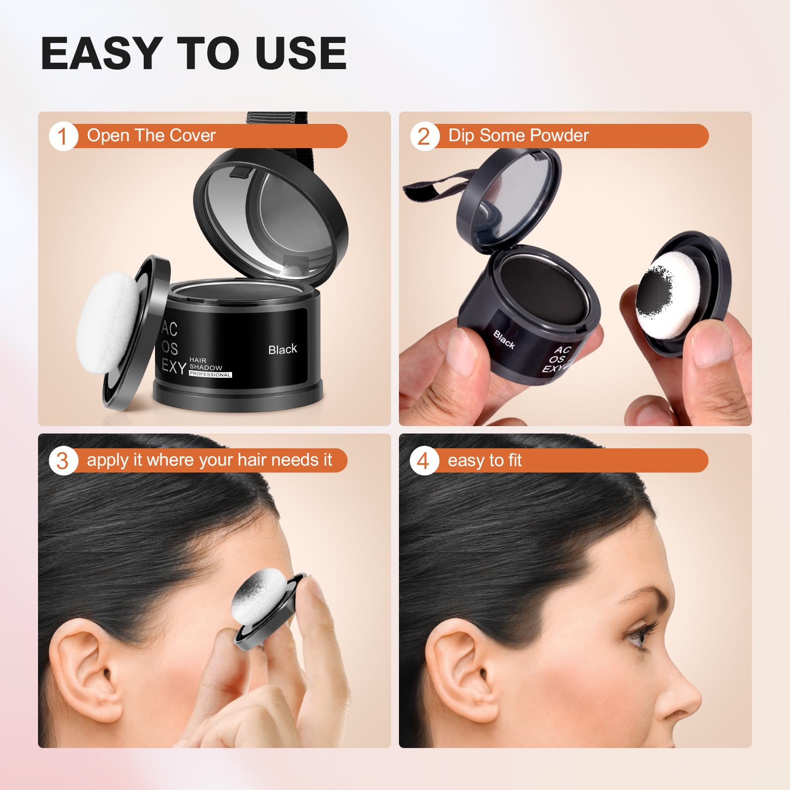 Antique White Acosexy Root Touch Up Powder - Instant Gray Hair Coverage for Hairline, Eyebrows, Men's Beard, and Bald Spots