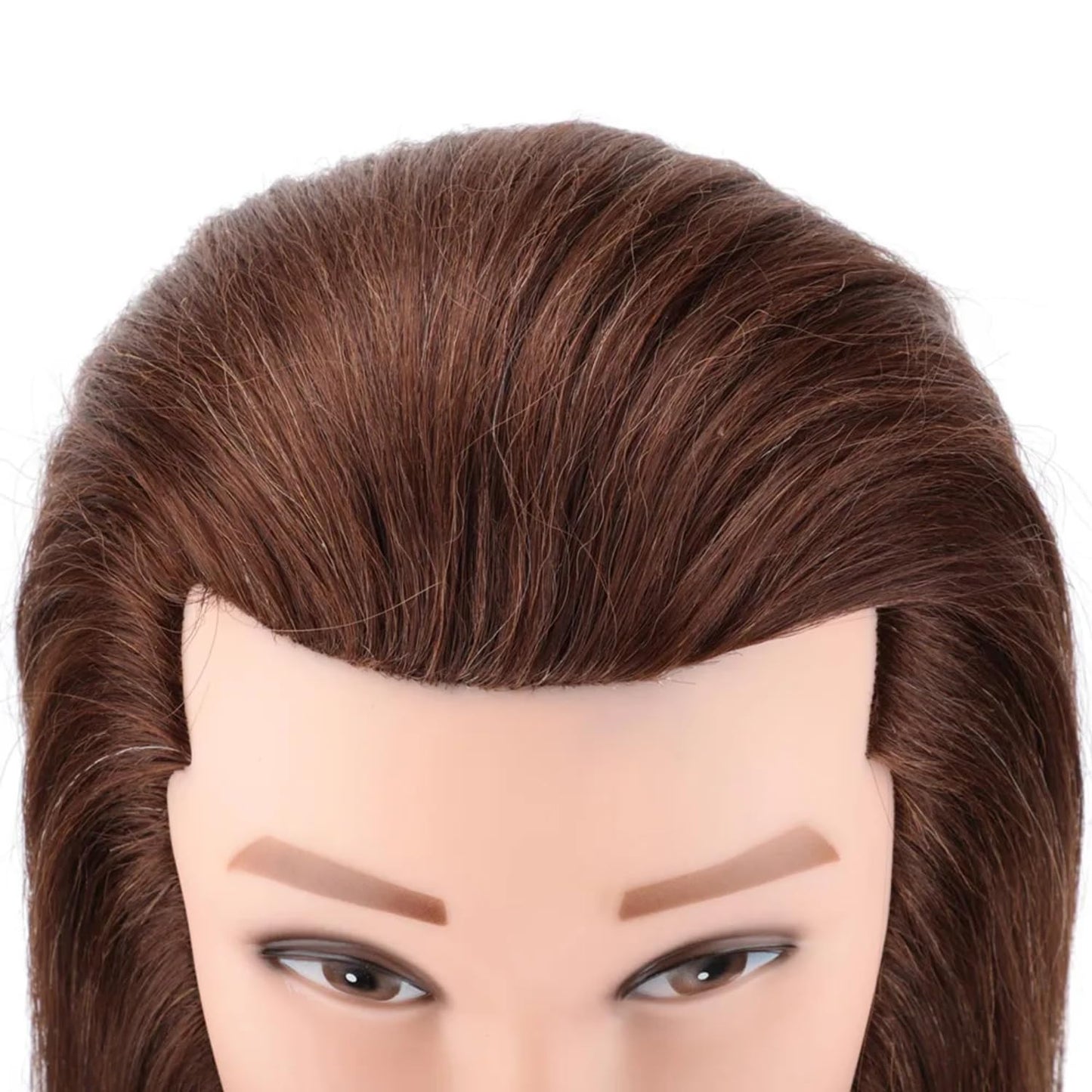 White Smoke Mannequin Head Human Hair for Hair Styling, Barber Mannequin Head Male with 100% Human Hair and Beard Cosmetology Training Manikin Head for Hair Cutting