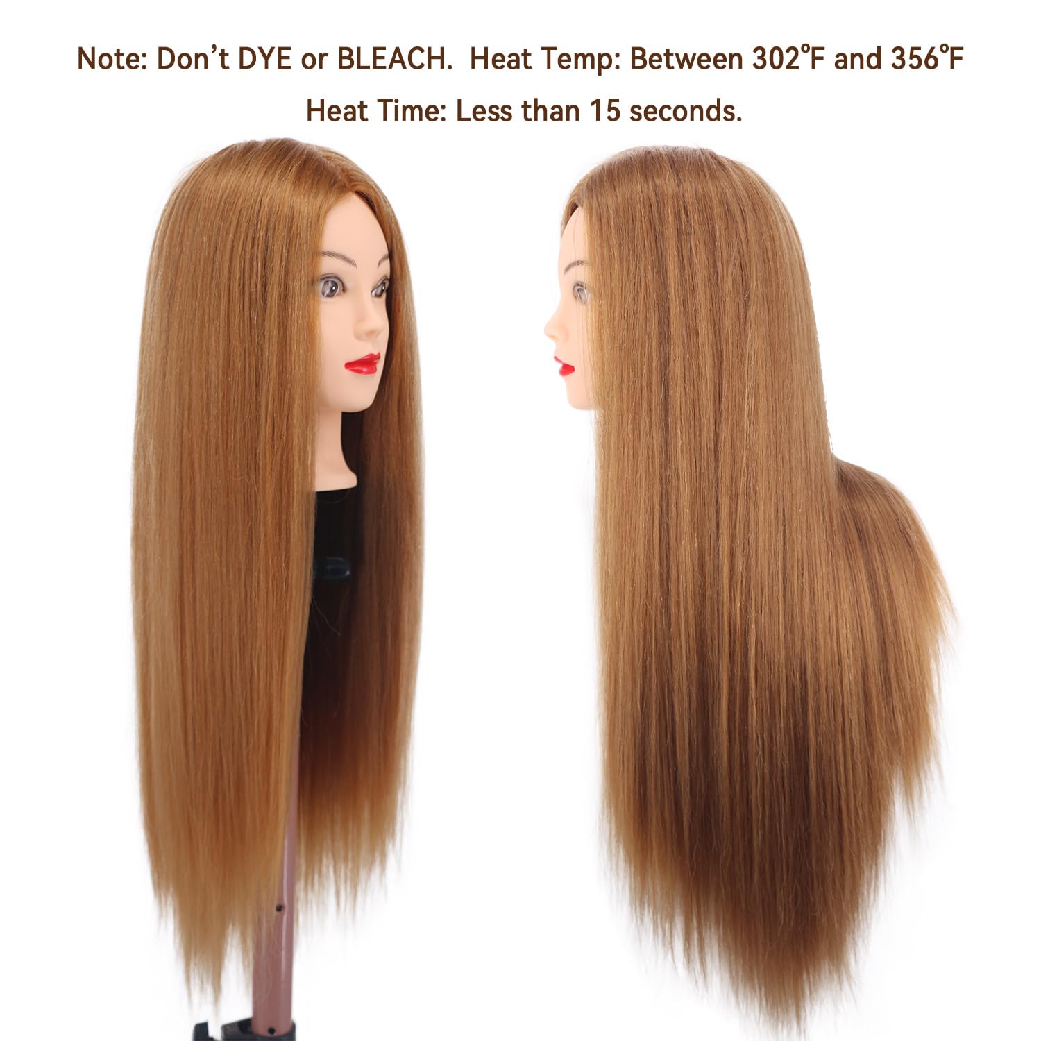 White Smoke Mannequin Head Human Hair, 80% Real Hair 26-28" Cosmetology Mannequin Head Hair Styling Hairdressing Practice Training Doll Heads with Clamp Holder and Tools (#27 Light Brown)