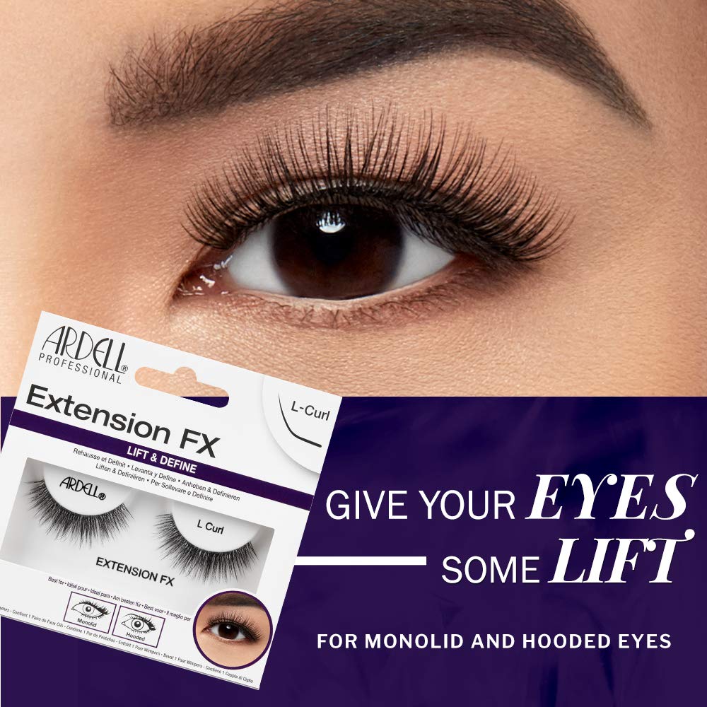 Midnight Blue Ardell Lash Extension FX L Curl Lashes – Lift & Define Eyelashes, Natural for Hooded Eyes, Reusable Eye Lash, 4 Pack