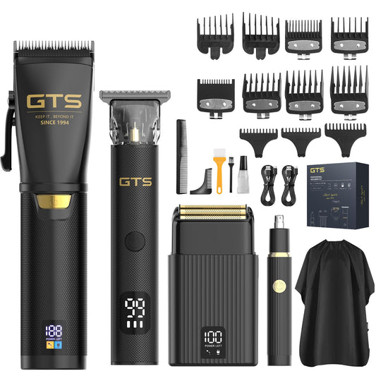 White Smoke GTS Hair Clippers for Men Professional, Beard Trimmer Kits & Sets, Cordless Mens Hair Trimmer, Electric Shavers, Haircutting Machine with LED Display, for Barber 4 in 1