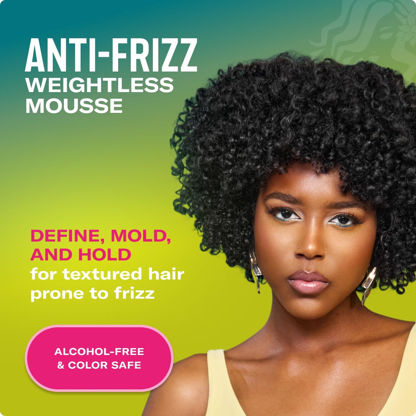 Black Mielle Organics Avocado & Tamanu Curly Hair Mousse - Anti Frizz Hair Foam for Curly, Wavy, Coily Styles - Medium Hold Styling to Define & Control for a Soft, Natural Shine Finish (7.5oz)
