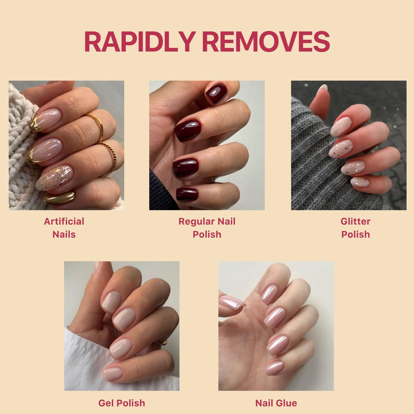 Peach Puff Nourishing Acetone Nail Polish Remover | Professional Quality | Rapidly Removes Natural, Natural, Gel, Acrylic, and Glitter Nails | 16 Fl oz