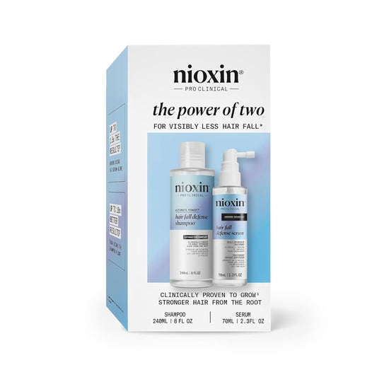 White Smoke Nioxin Hair Fall Defense Kit | The Power of Two: Shampoo for Hair Fall 8.1 Fl Oz & Intensive Daily Leave-In Treatment for Thinning 2.3 Fl Oz