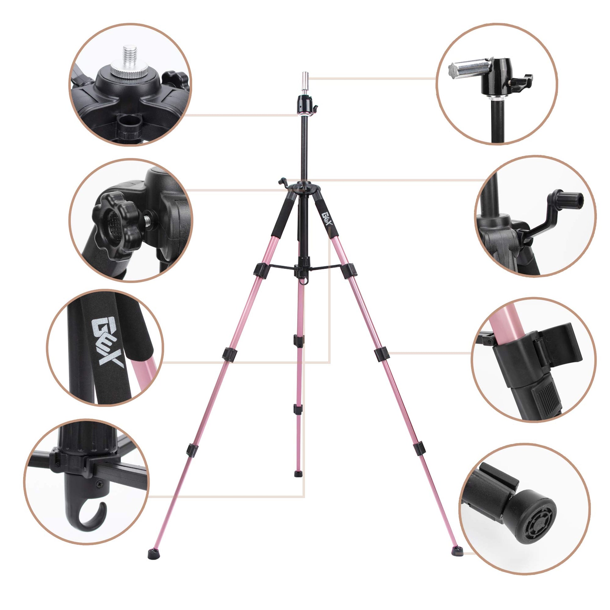 White Smoke GEXWORLDWIDE GEX 55" Mannequin Tripod Stand Canvas Block Training Doll Manikin Head Wig Stand for Cosmetology Hairdressing (Rose Gold)
