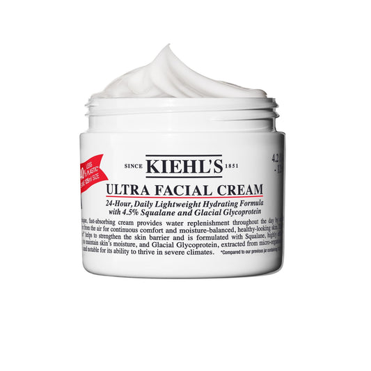 White Smoke Kiehl's Ultra Facial Cream, with 4.5% Squalane to Strengthen Skin's Moisture Barrier, Skin Feels Softer and Smoother, Long-Lasting Hydration, Easy and Fast-Absorbing, Suitable for All Skin Types