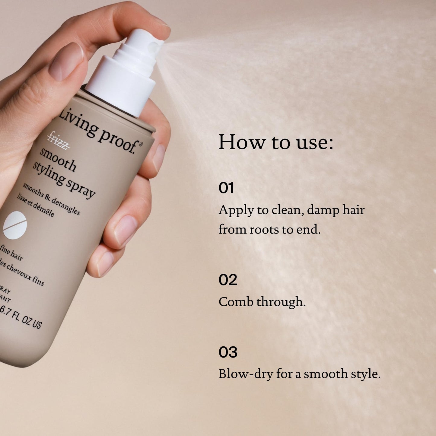 Gray Living proof No Frizz Smooth Styling Spray