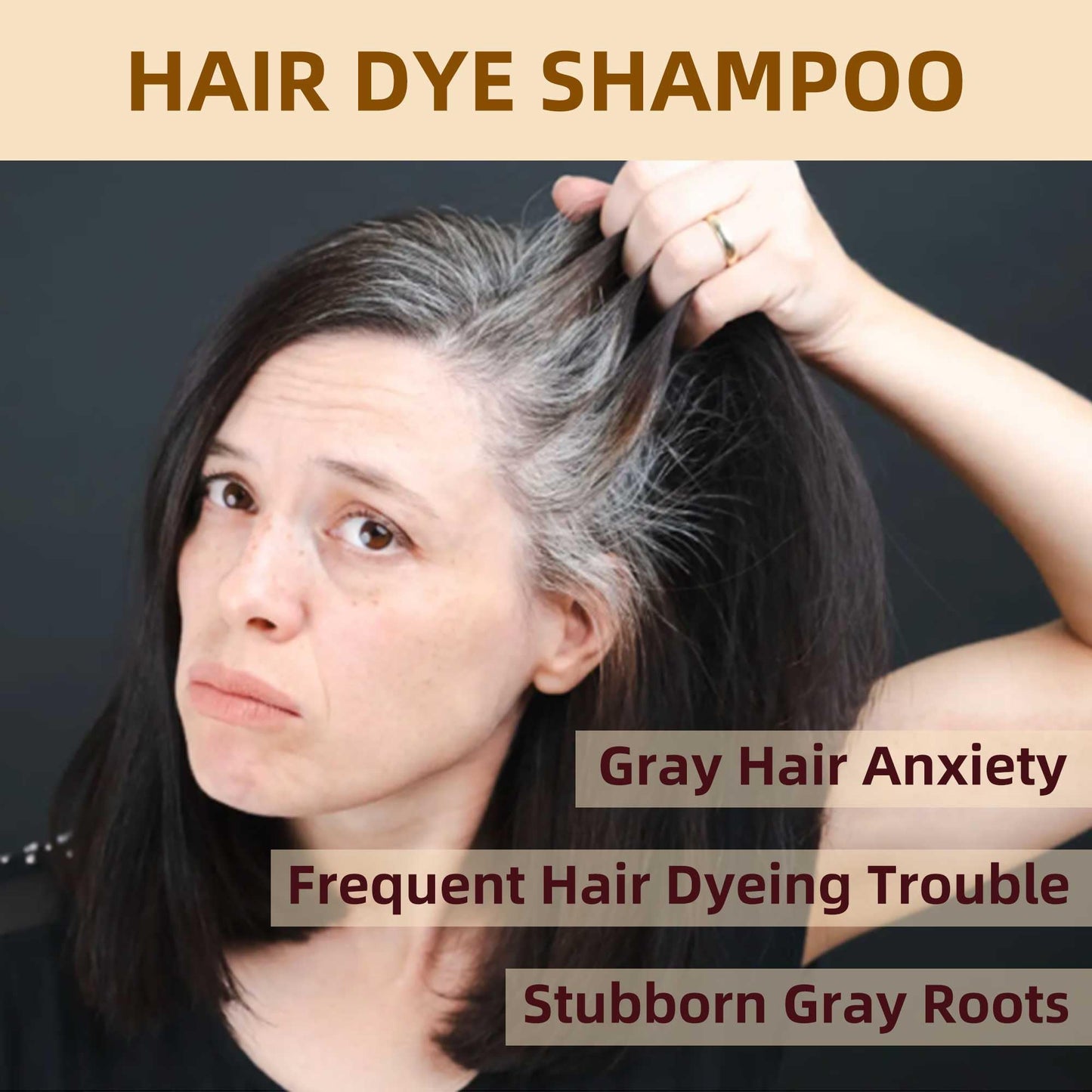 Black SHIHUANUO Hair Dye Shampoo 3 in 1 for Gray Hair Coverage,Argan nut Natural dye Shampoo,Hair color shampoo for Women & Men/Ammonia-Free 500ml(Black)