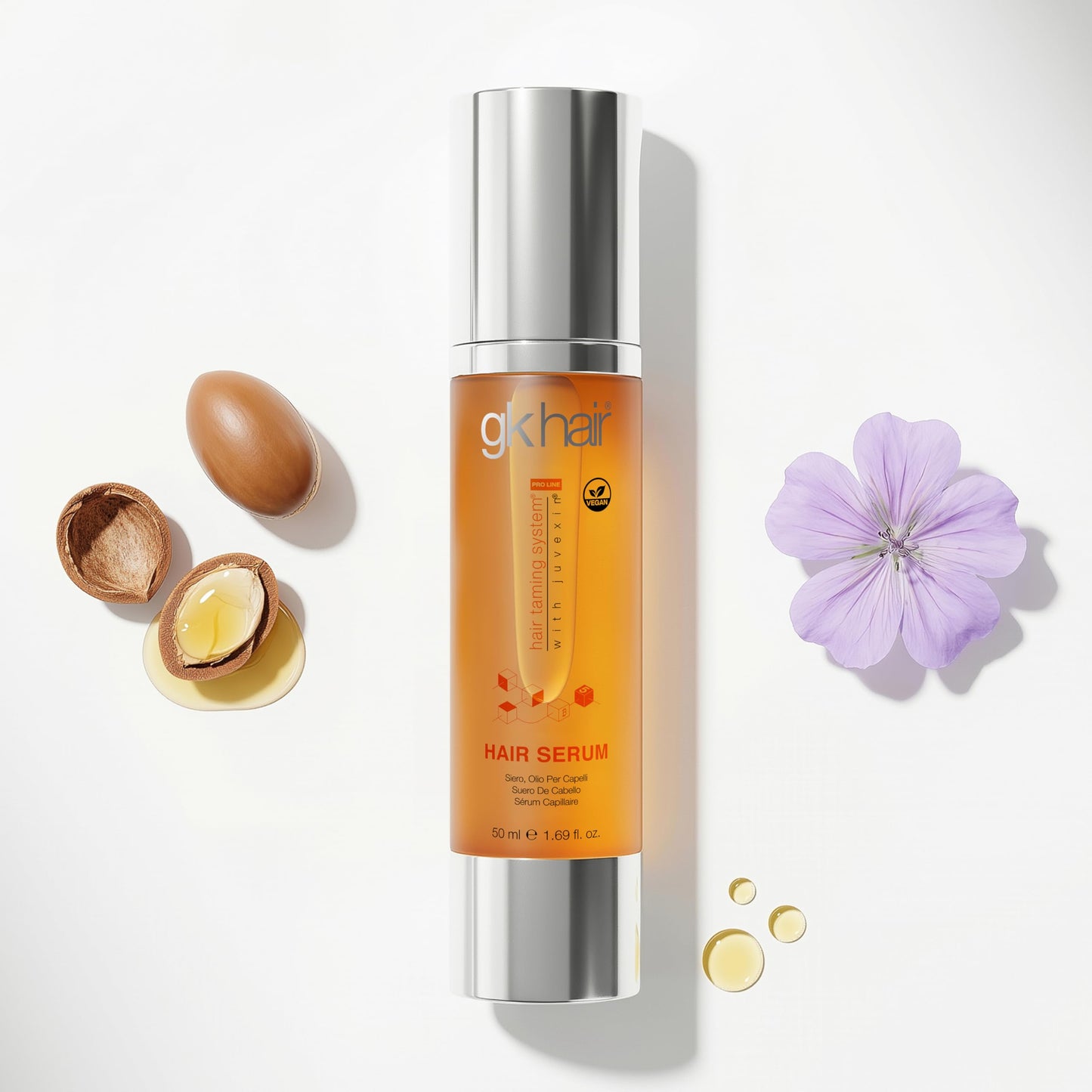 White Smoke GK HAIR - Hair Oil Serum 1.69 Oz - Smooth Frizz Control & Shine Enhancement - Dry, Frizzy, Damaged & Dull Hair - Argan Oil Hair Serum with Plant Based Protein and Natural Silicones Lightweight Finish