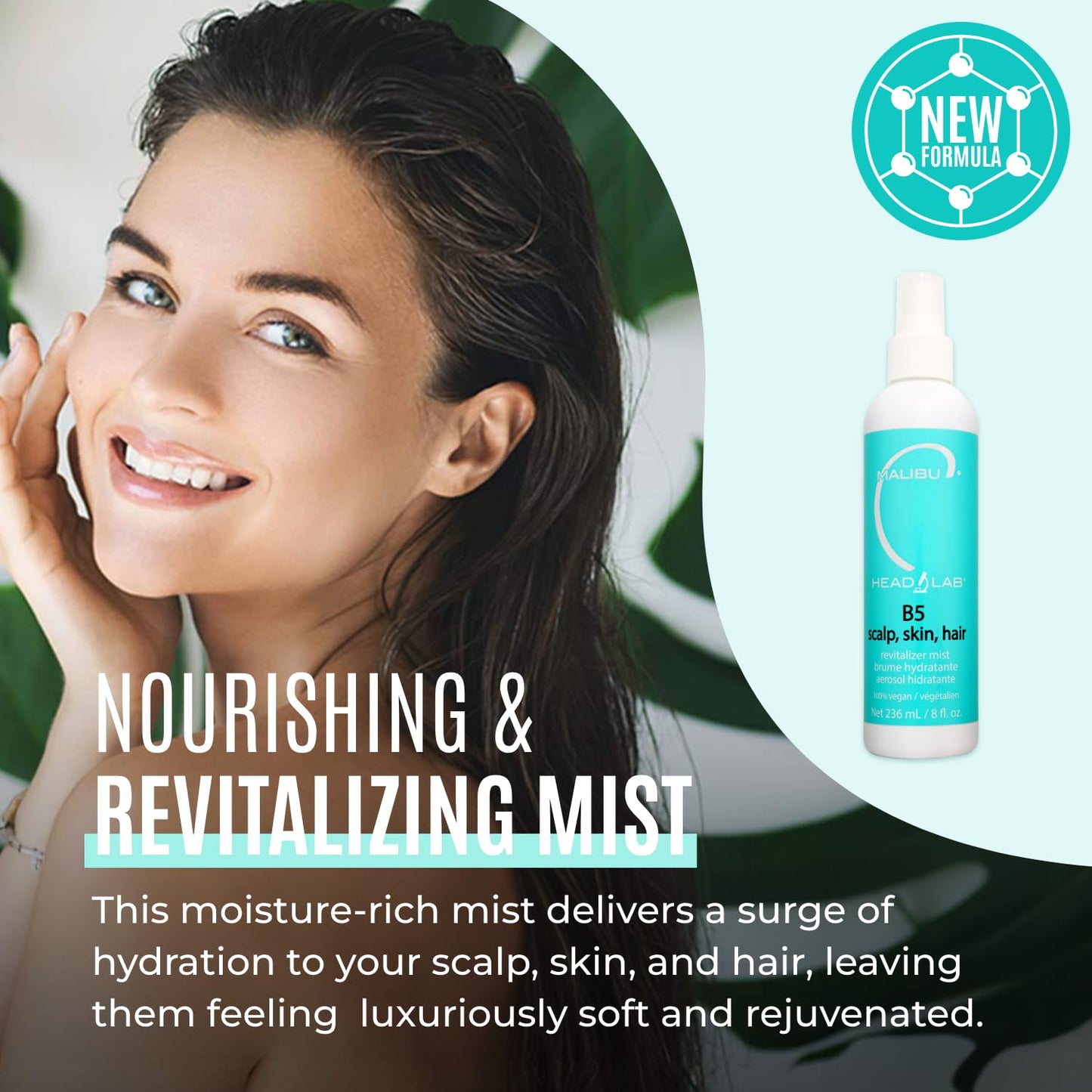 Alice Blue Malibu C Vitamin B5 Scalp, Skin and Hair Revitalizer Mist - Multi-Use Hydrating Mist Enriched with Allantoin to Help Soothe Skin, Restore Moisture and Improve Scalp Protection (8 oz)
