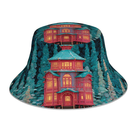 White Smoke Enchanted Alcove Versatile Bucket Hat for Sun Protection Foldable Breathable and Stylish Outdoor Accessory Black