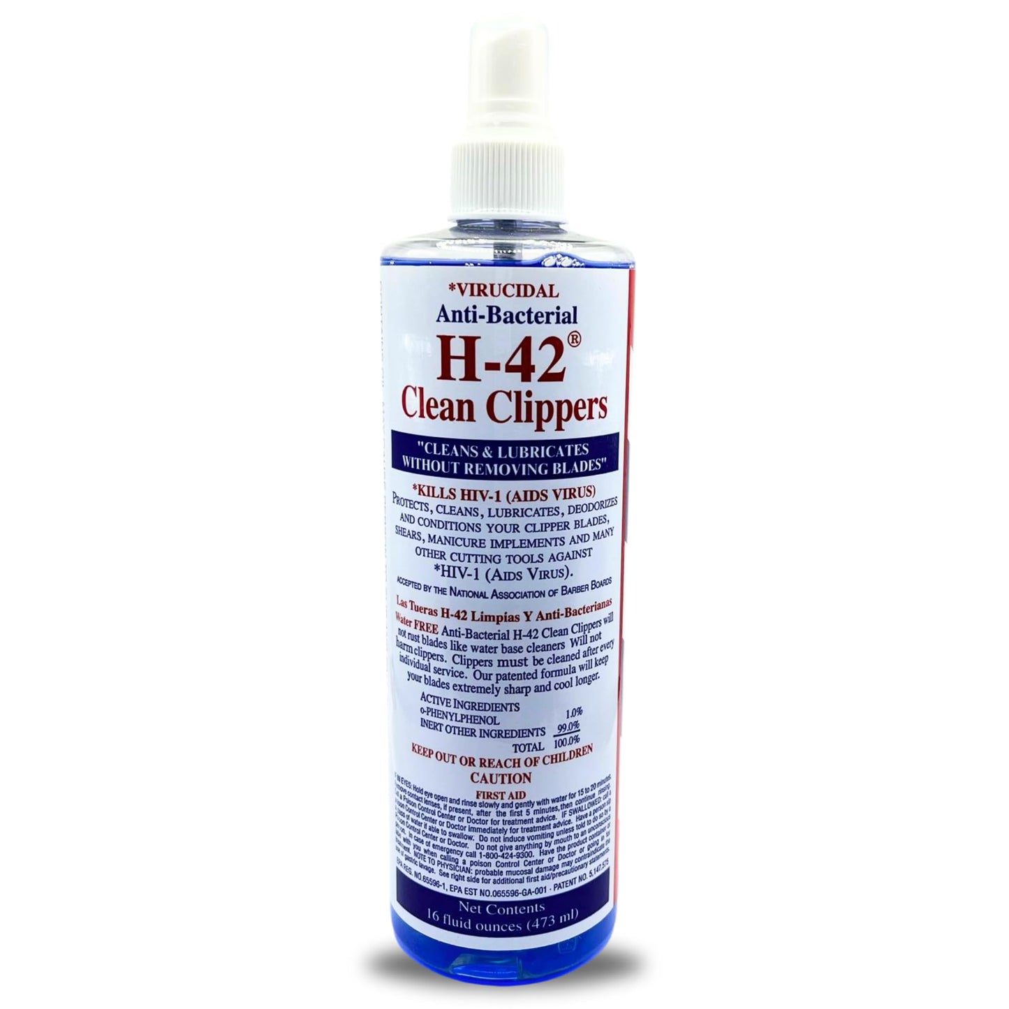 White Smoke Skin Revolution H-42 Clipper Blade Cleaner – Waterless Clipper Cleaner for Barbers, Anti-Rust Formula for Clippers and Trimmers, Cleans and Cools Blades, 16oz Spray Bottle (Pack of 1)