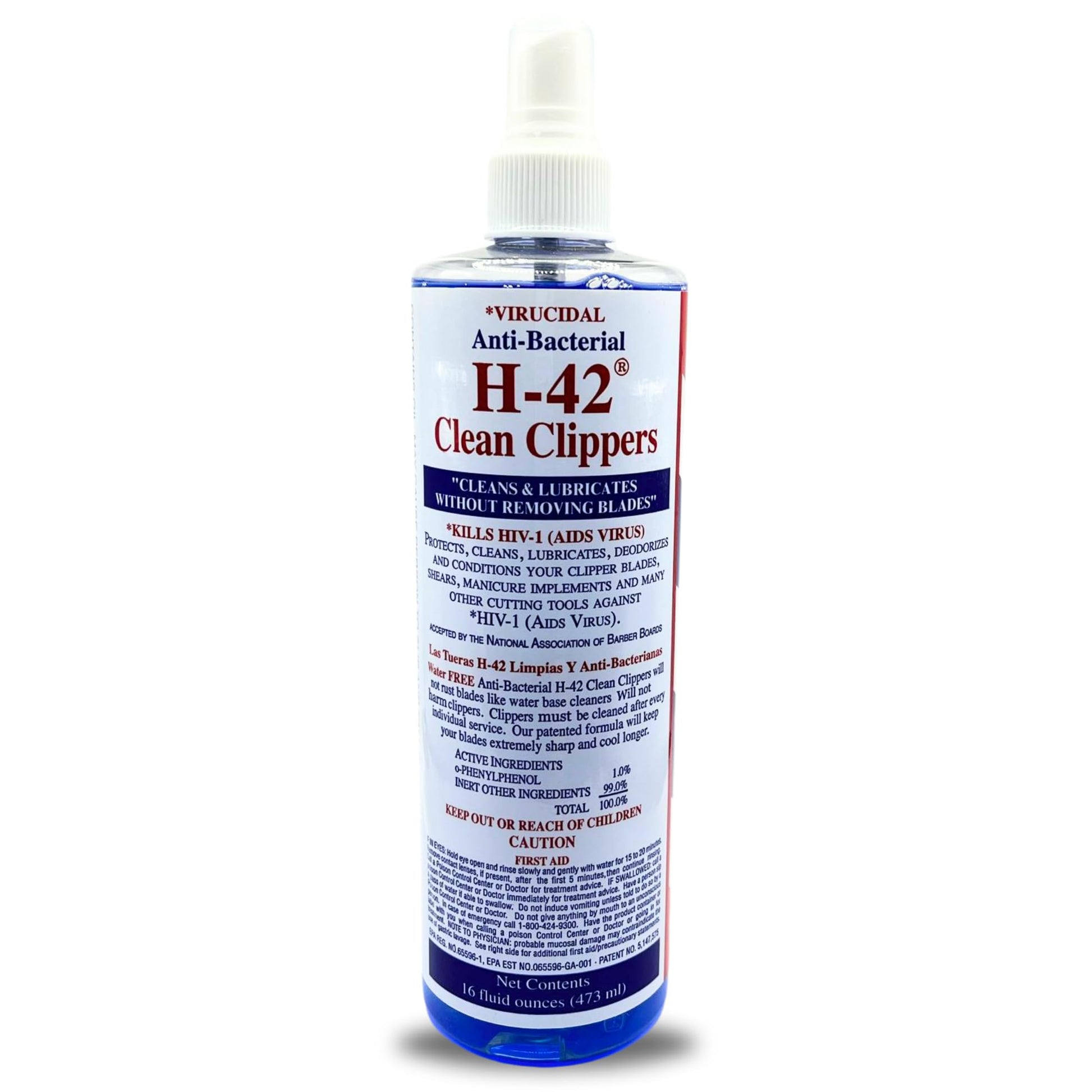 White Smoke Skin Revolution H-42 Clipper Blade Cleaner – Waterless Clipper Cleaner for Barbers, Anti-Rust Formula for Clippers and Trimmers, Cleans and Cools Blades, 16oz Spray Bottle (Pack of 1)