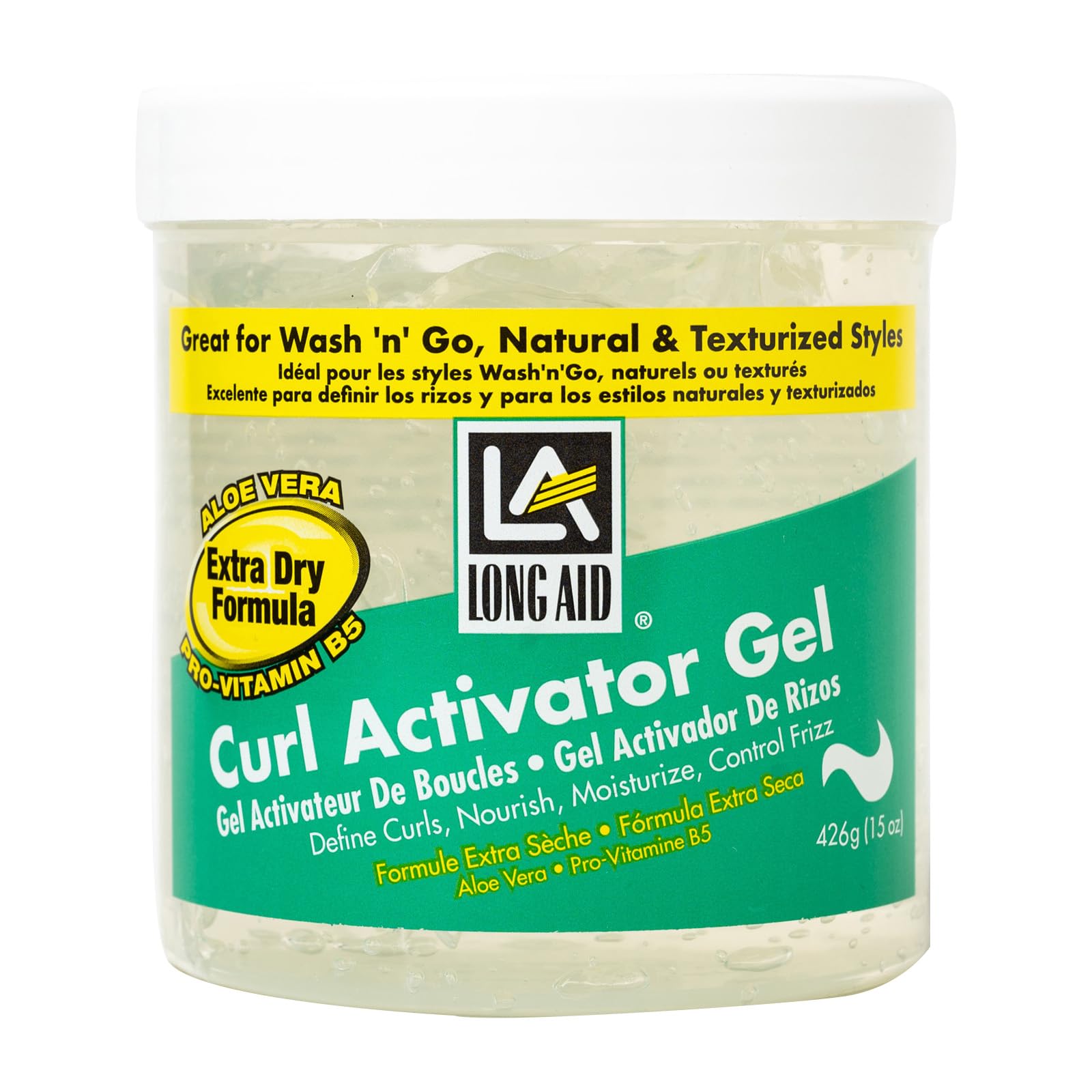 White Smoke AmPro Long-Aid Activator Gel - Enriched with Aloe Vera, Protein, and Vitamin B Complex - Brings Essential Moisture to Strands - Defines Your Natural Curls - Extra Dry - 15 oz