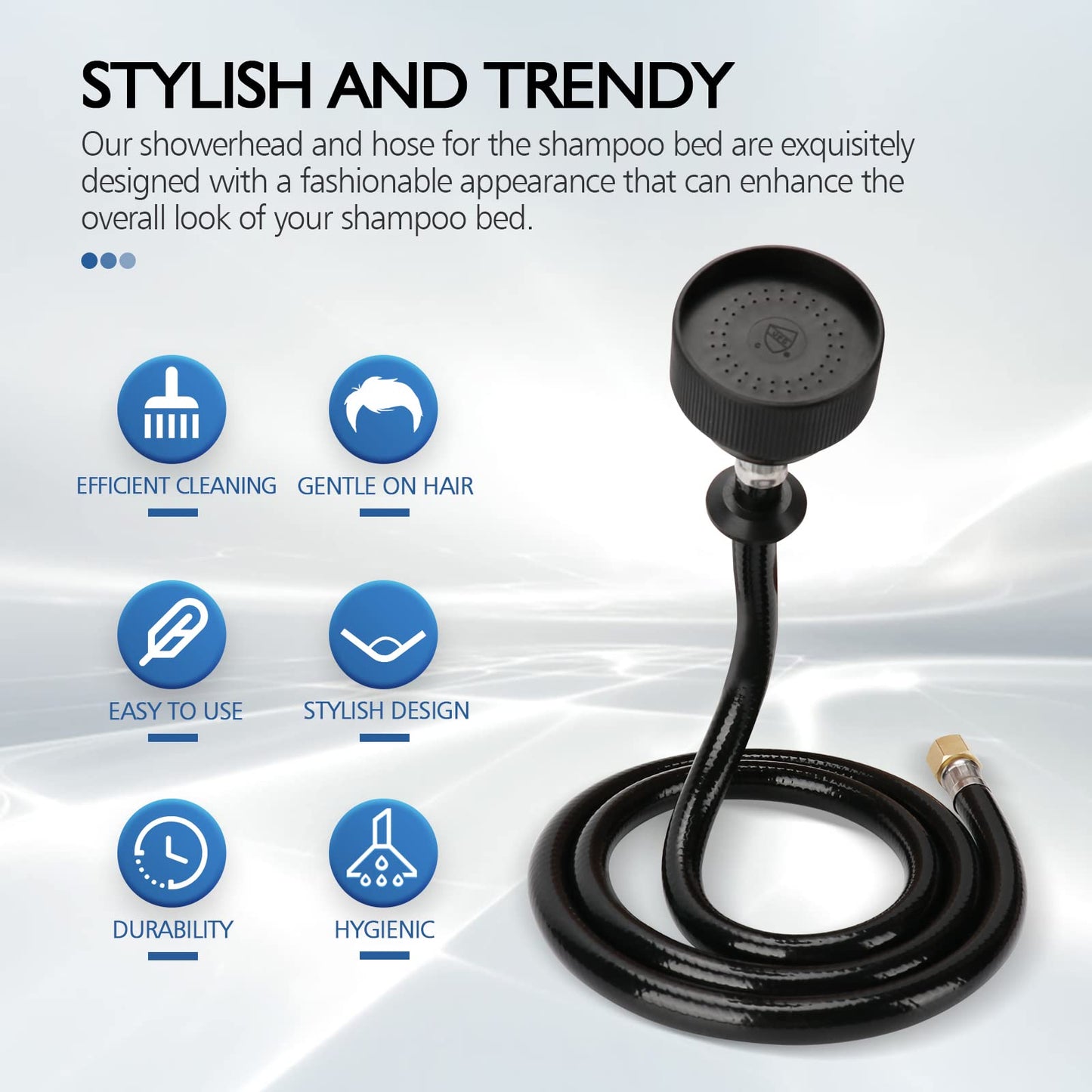 Lavender LukLoy UPC Certified Salon Shampoo Bowl Sprayer Head with Black Rubber Hose, Professional Salon Sink Replacement Part for Salon Barber Shop Spa, 1/4" Thread