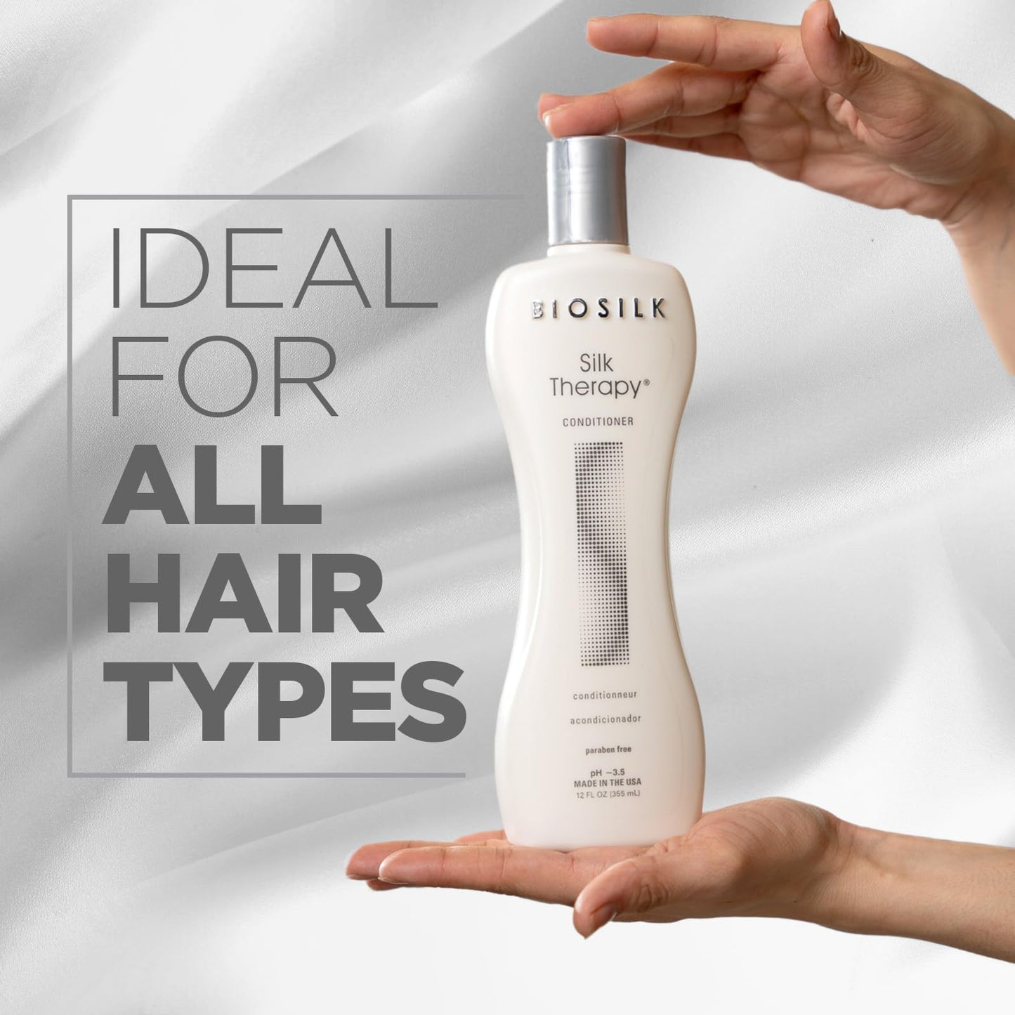 Light Gray BioSilk Silk Therapy Conditioner - Sulfate, Paraben and Gluten Free, 12 oz(Pack of 12)