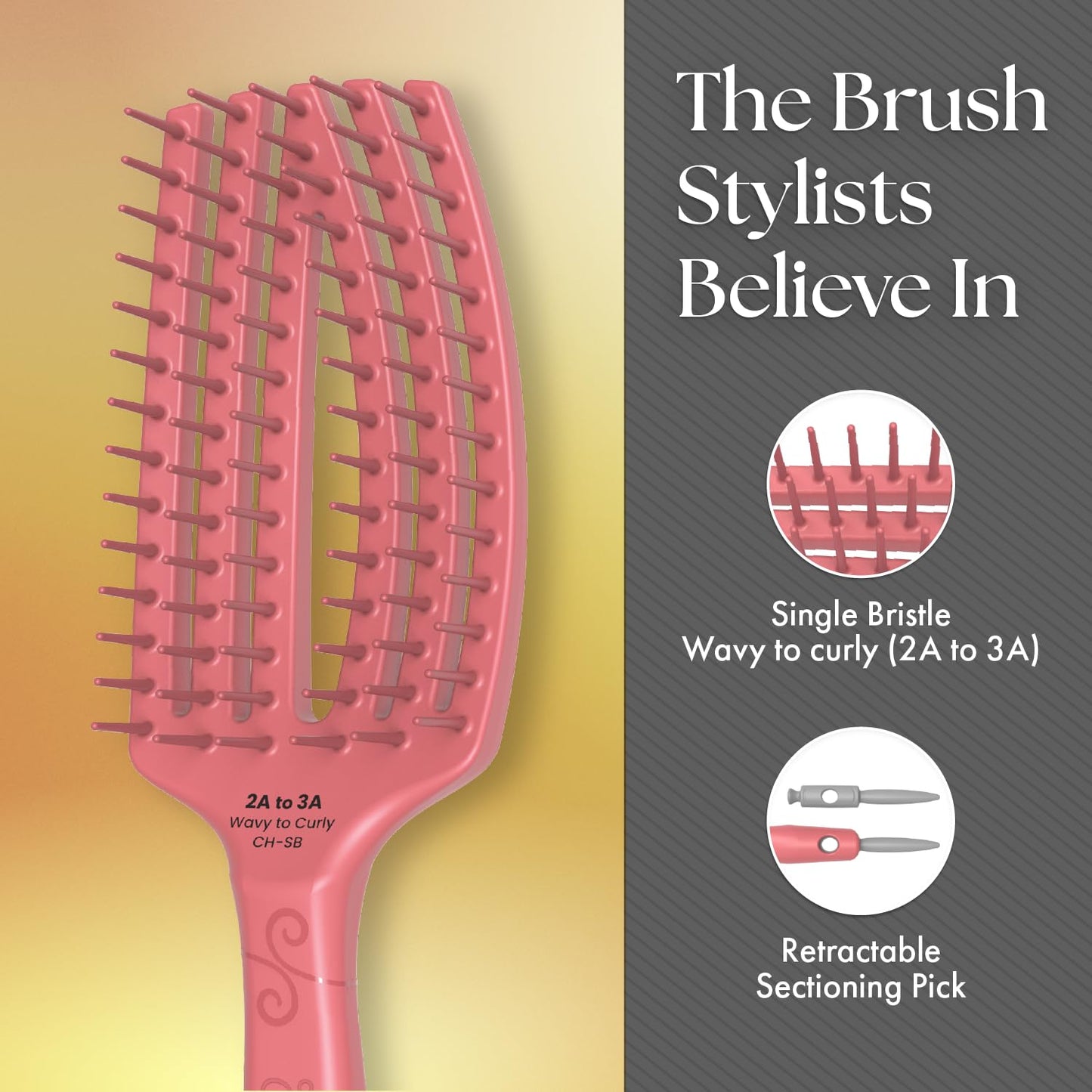 Dim Gray Olivia Garden CurlyHair Brush for Wet or Dry Hair - Curly Hair Brush for Detangling, Product Layering, Curl Encouragement, Scalp Care - 4-Piece Box Set (CH-DB, CH-SB, CH-WB, CH-PC)