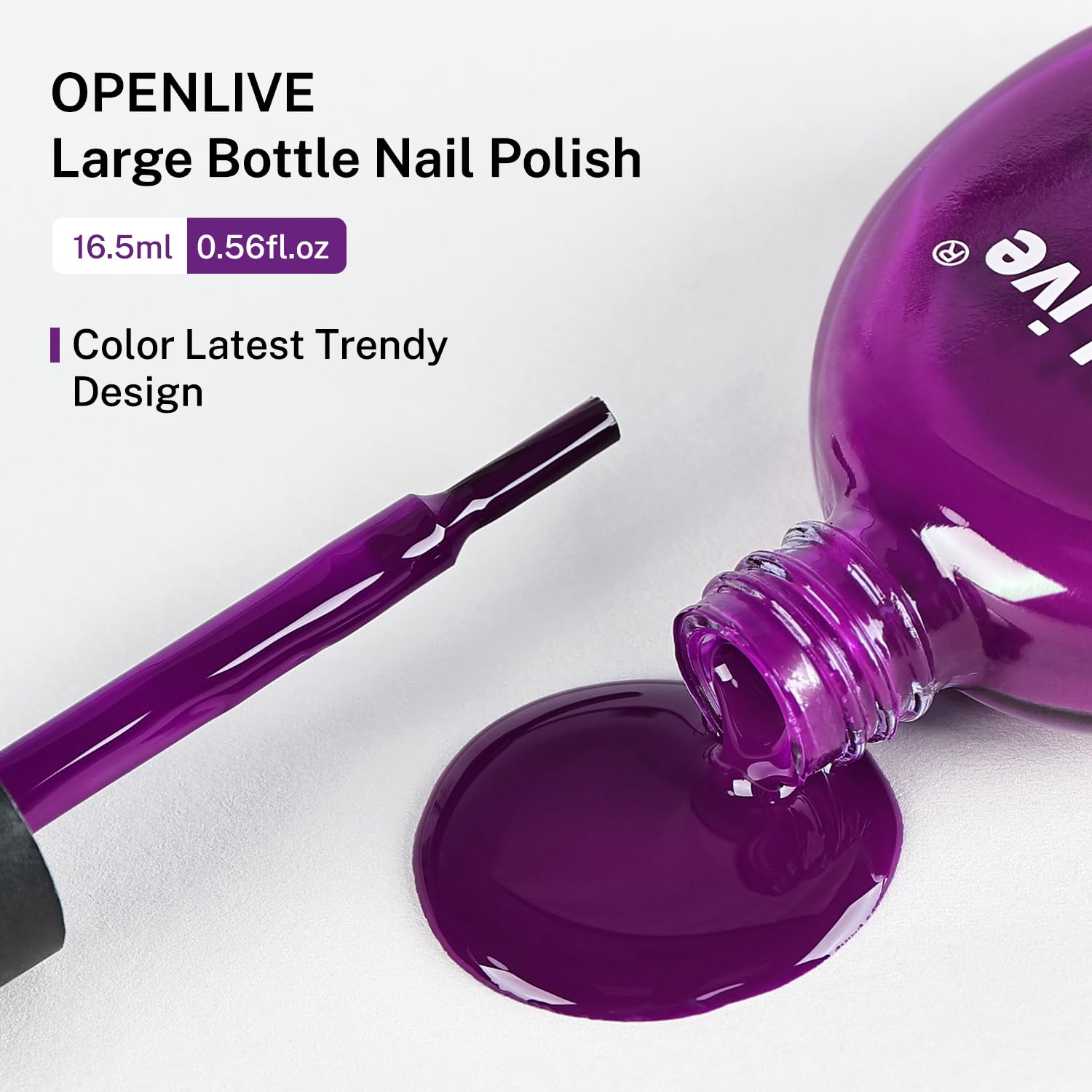 Lavender OpenLive 16.5ml Purple Nail Polish Large Volume Quick Drying Nail Polish, Fast Drying and Long Lasting Color Nail Art DIY Home Manicure Gift for Women