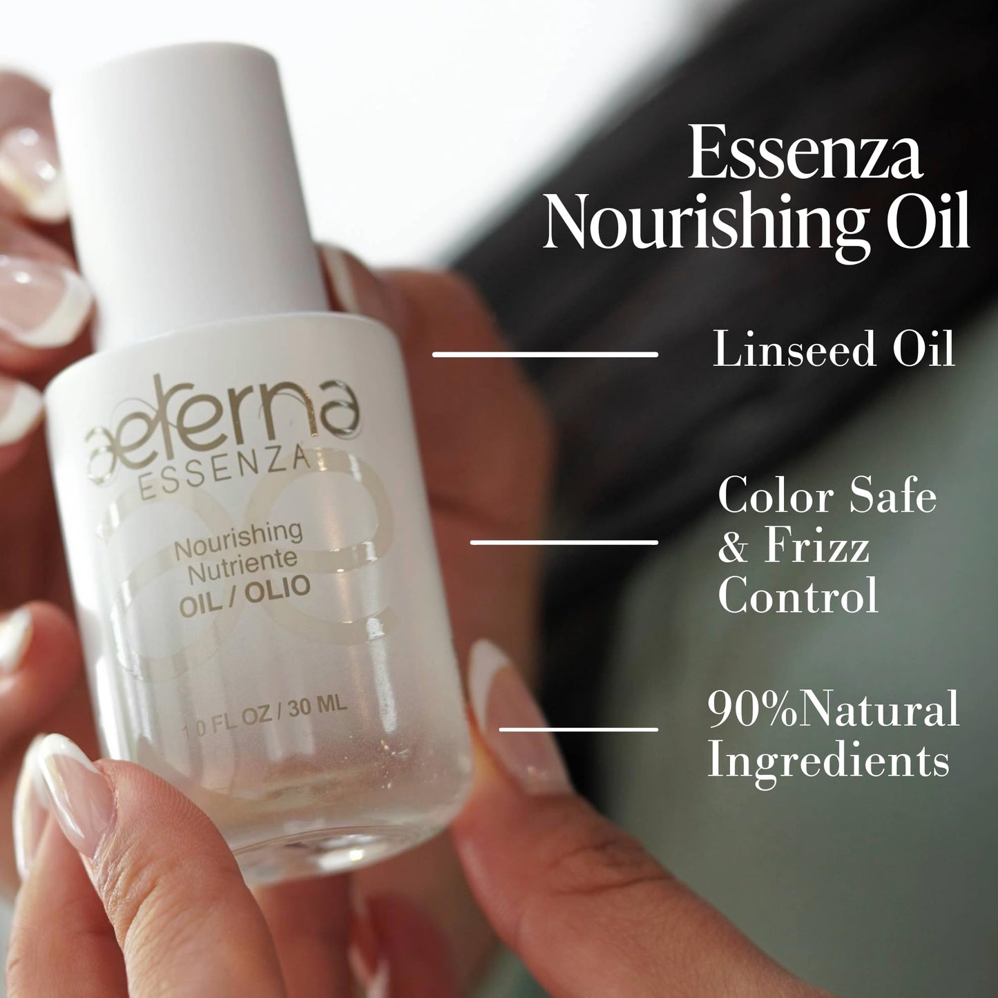 White Smoke Aeterna ESSENZA - Nourishing Hair Oil with Linseed & UV Protection - Lightweight, Non-Greasy Formula - Sulfates, Parabens & Silicones Free | For All Hair Types - 30 ml