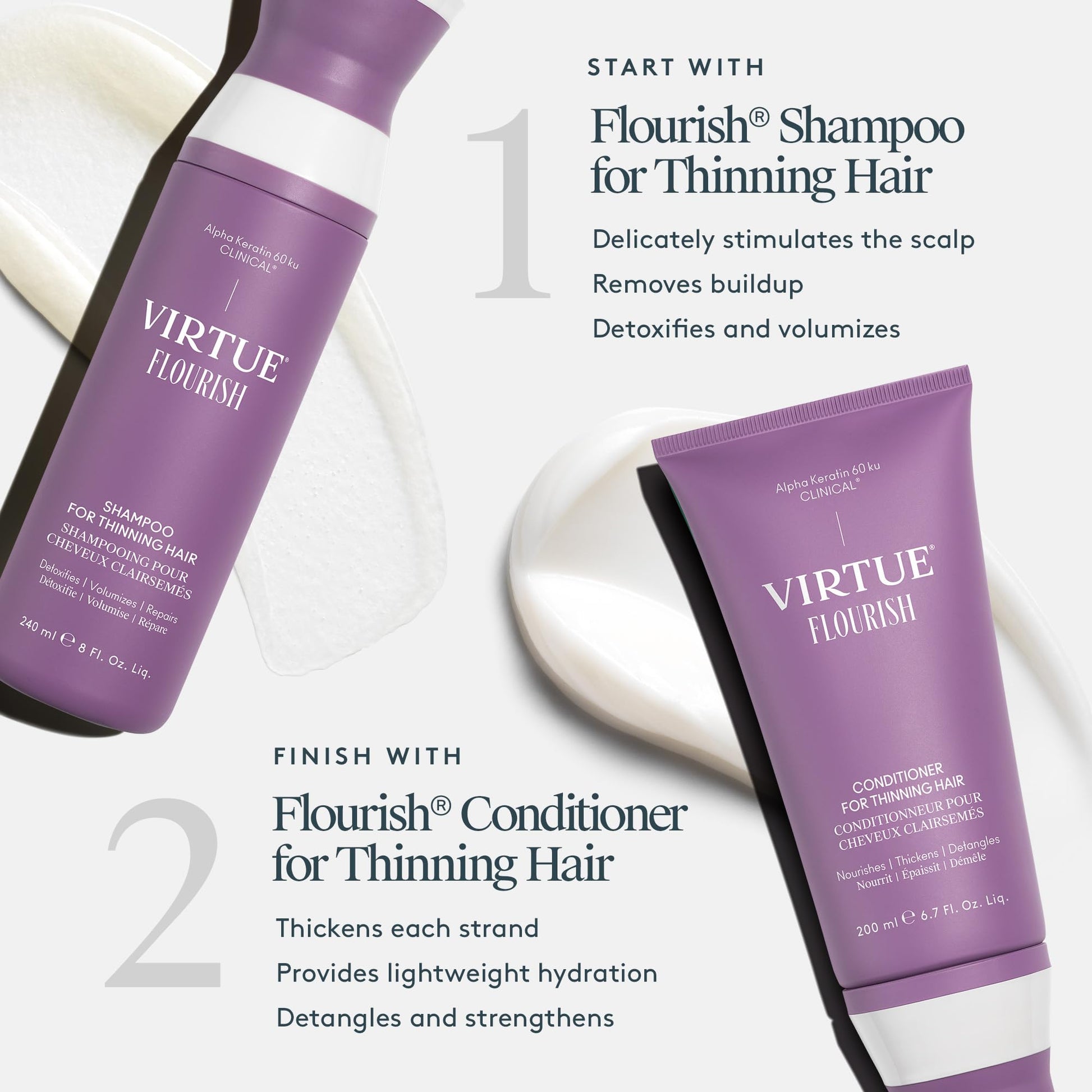 White Smoke Virtue Flourish Conditioner for Thinning Hair | Nourishes, Thickens, Detangles Thinning Hair