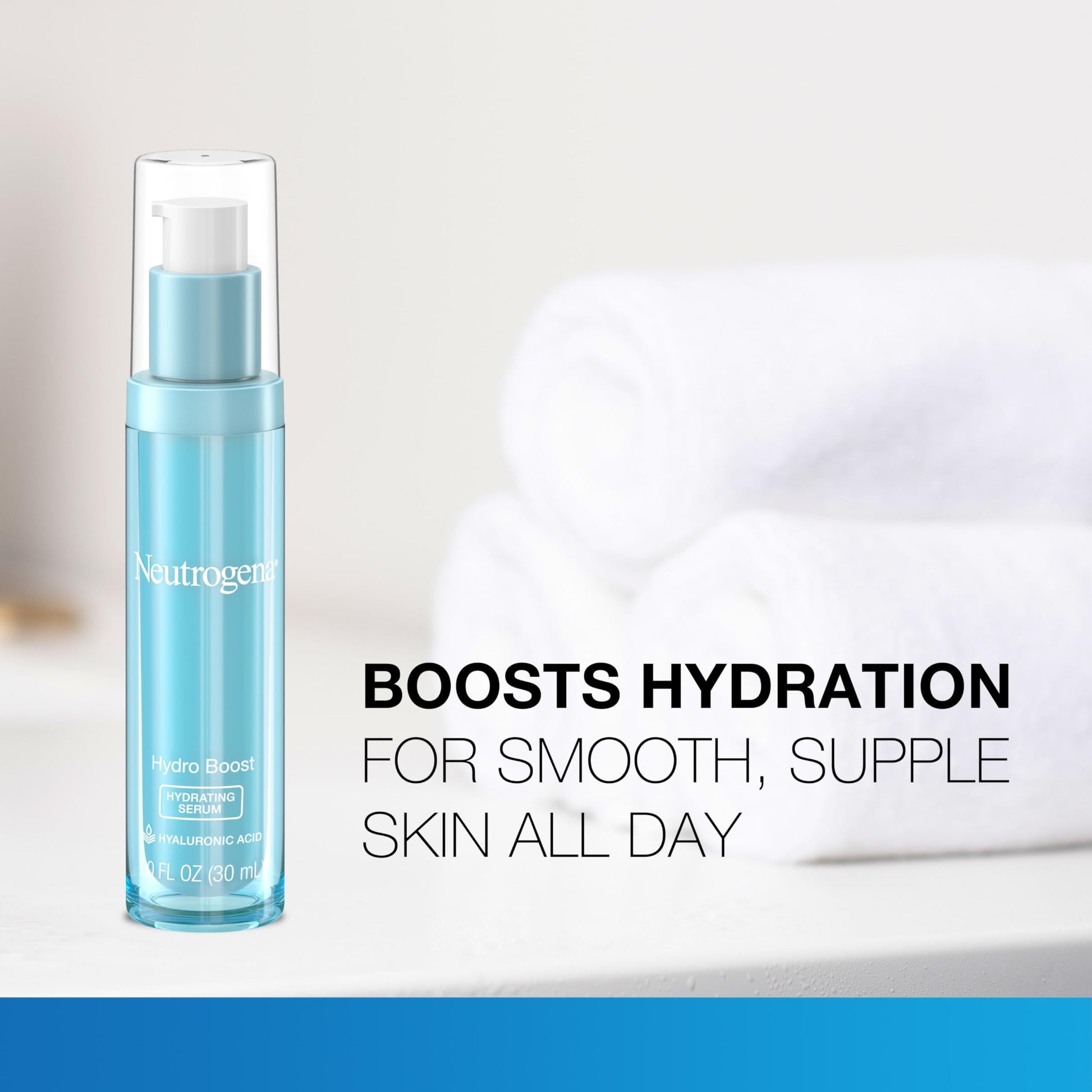 Lavender Neutrogena Hydro Boost Hydrating Hyaluronic Acid Face & Neck Serum, Fast-Absorbing Daily Facial Moisturizer with Purified Hyaluronic Acid for Hydrated Skin, Oil-Free & Non-Comedogenic, 1 fl. oz