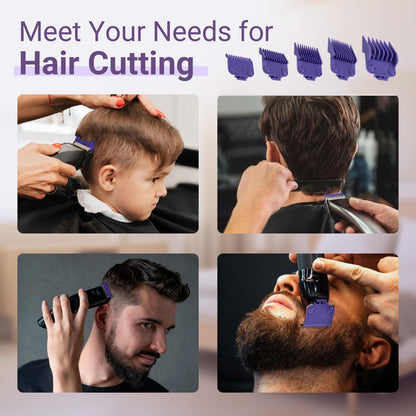 White Smoke 01410 Dual Magnetic Clipper Guards Replacement for Andis Master Hair Clippers MBA, MC-2, ML, PM-1, PM-4, and PM-5, PM Family Hair Clippers, 5 Packs Waterproof Clipper Comb Set, Purple