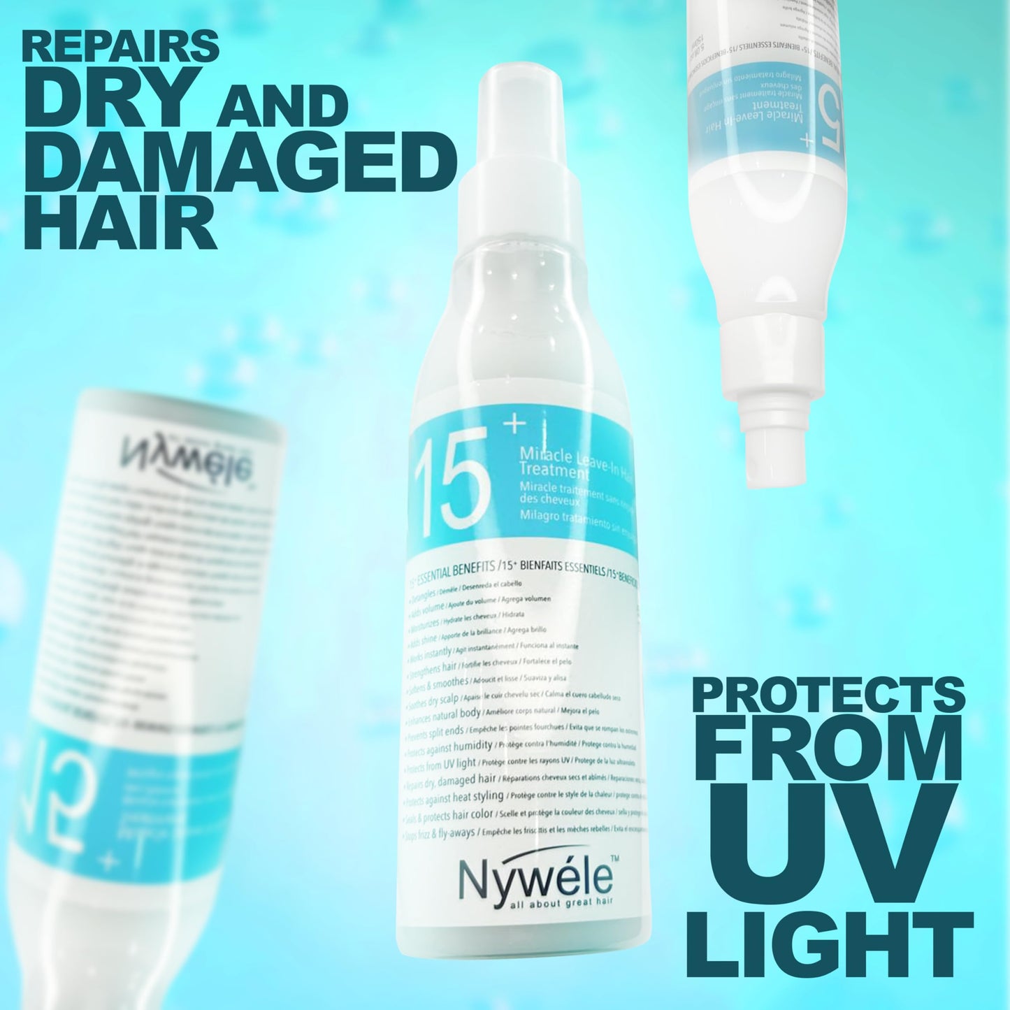 Light Cyan Nywele 15+ Miracle Leave in Hair Treatment 5 oz