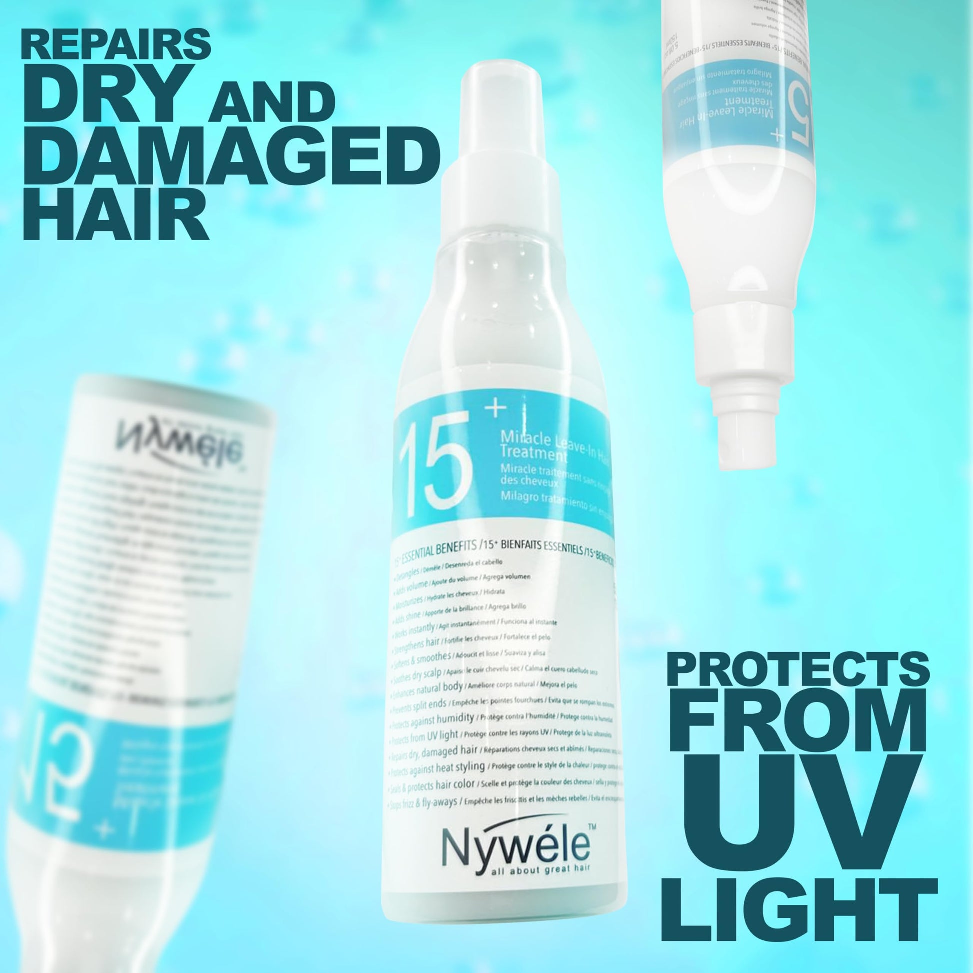 Light Cyan Nywele 15+ Miracle Leave in Hair Treatment 5 oz