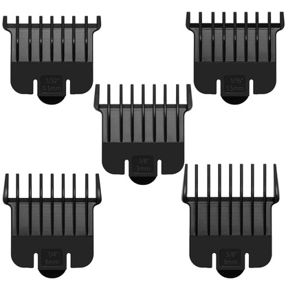 White Smoke 5 Pack T Outliners Guards Fit for Andis T Outliner Trimmer, Replacement Trimmer Guards Cutting Lengths from 1/32"-3/8" Inch Fit Andis T Outliner #04710#04521 Blade Snap-on Attachment Combs Set, Black