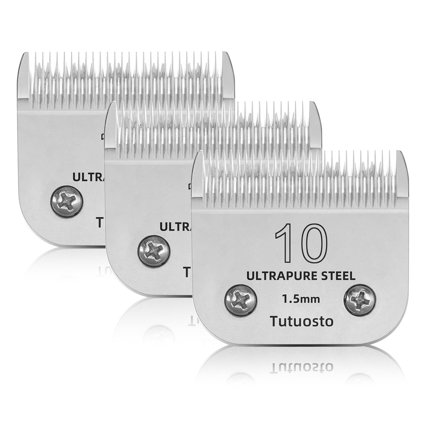 White Smoke Tutuosto 10# Clipper Blades Pet Grooming Clipper Replacement Blades Detachable Blade Compatible with andis/wahl/Oster Dog Clippers 3PCS