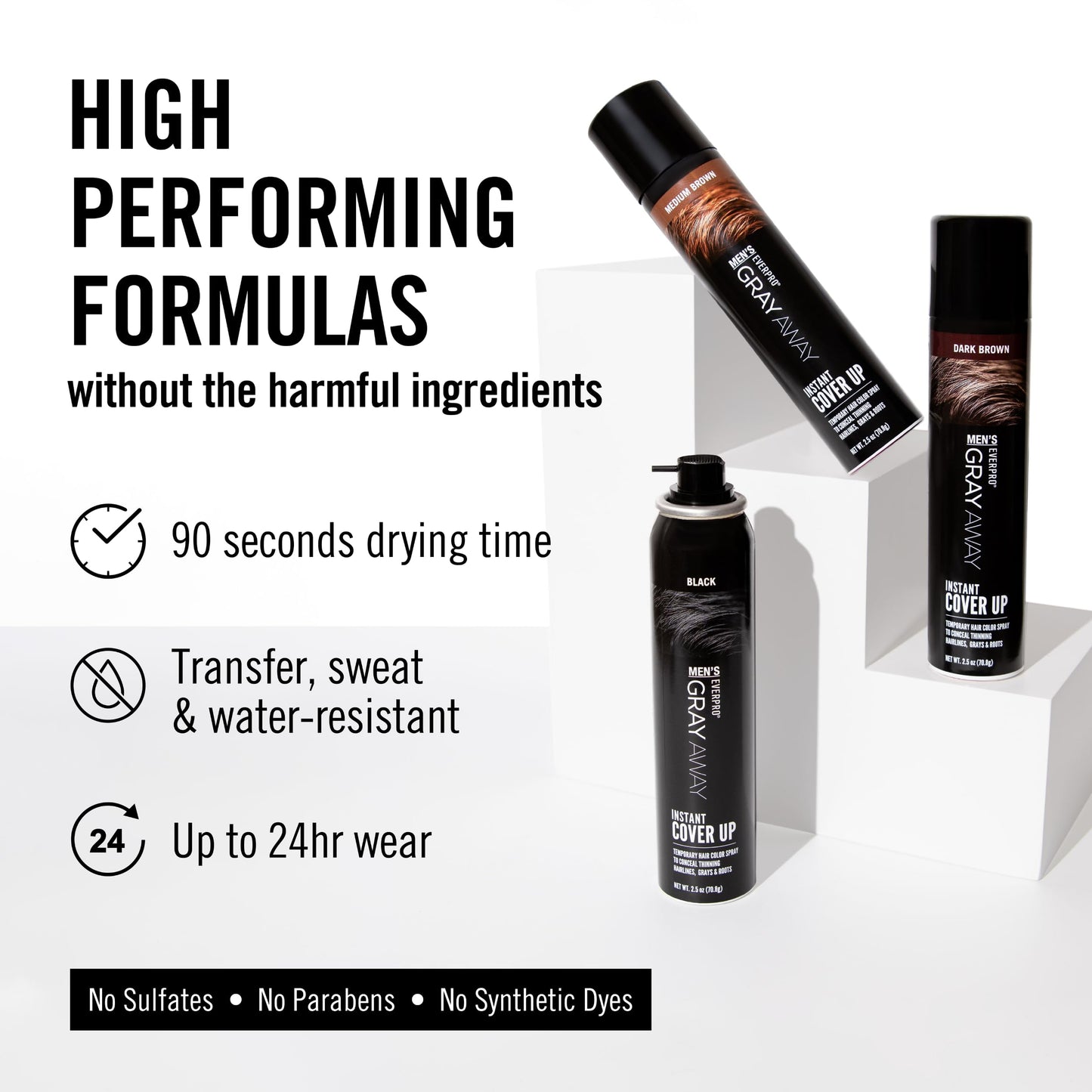 White Smoke EVERPRO Gray Away Men’s Instant Root Cover Up Spray | Temporary Gray Concealer Hair Color Spray | Covers Grays + Thinning Areas | Medium Brown, 2.5 oz