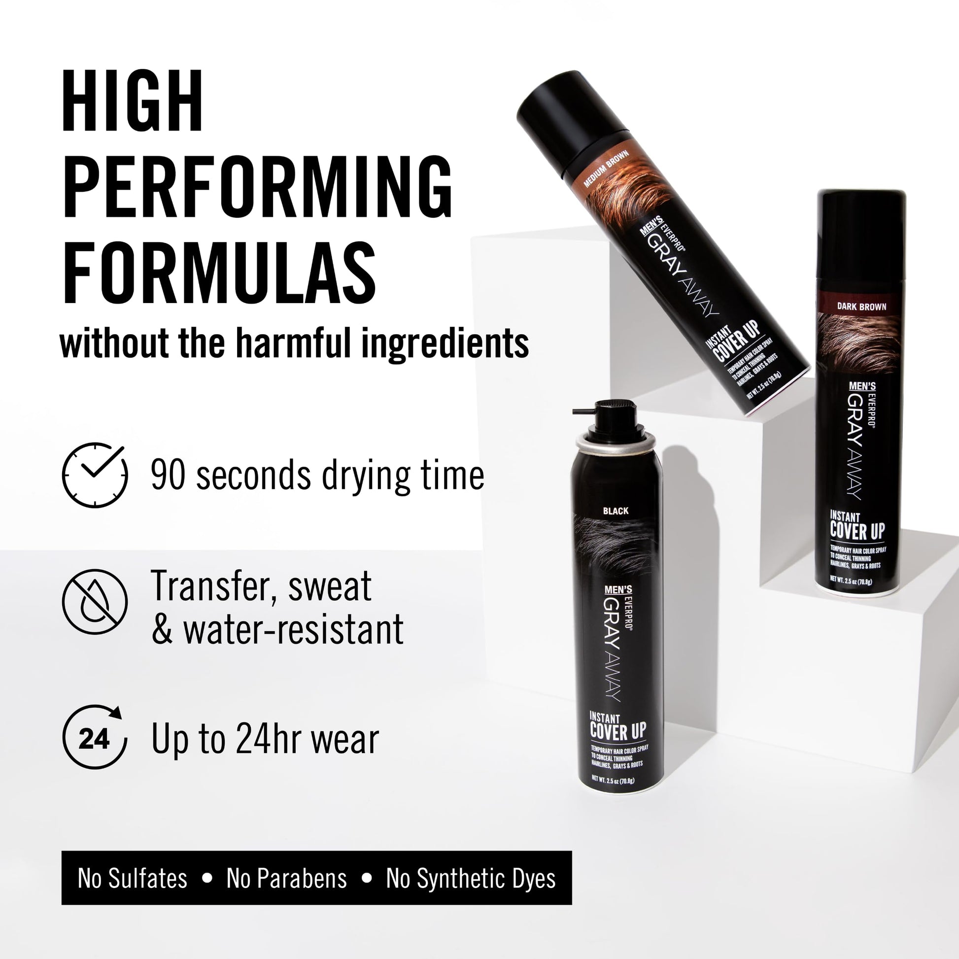 White Smoke EVERPRO Gray Away Men’s Instant Root Cover Up Spray | Temporary Gray Concealer Hair Color Spray | Covers Grays + Thinning Areas | Medium Brown, 2.5 oz
