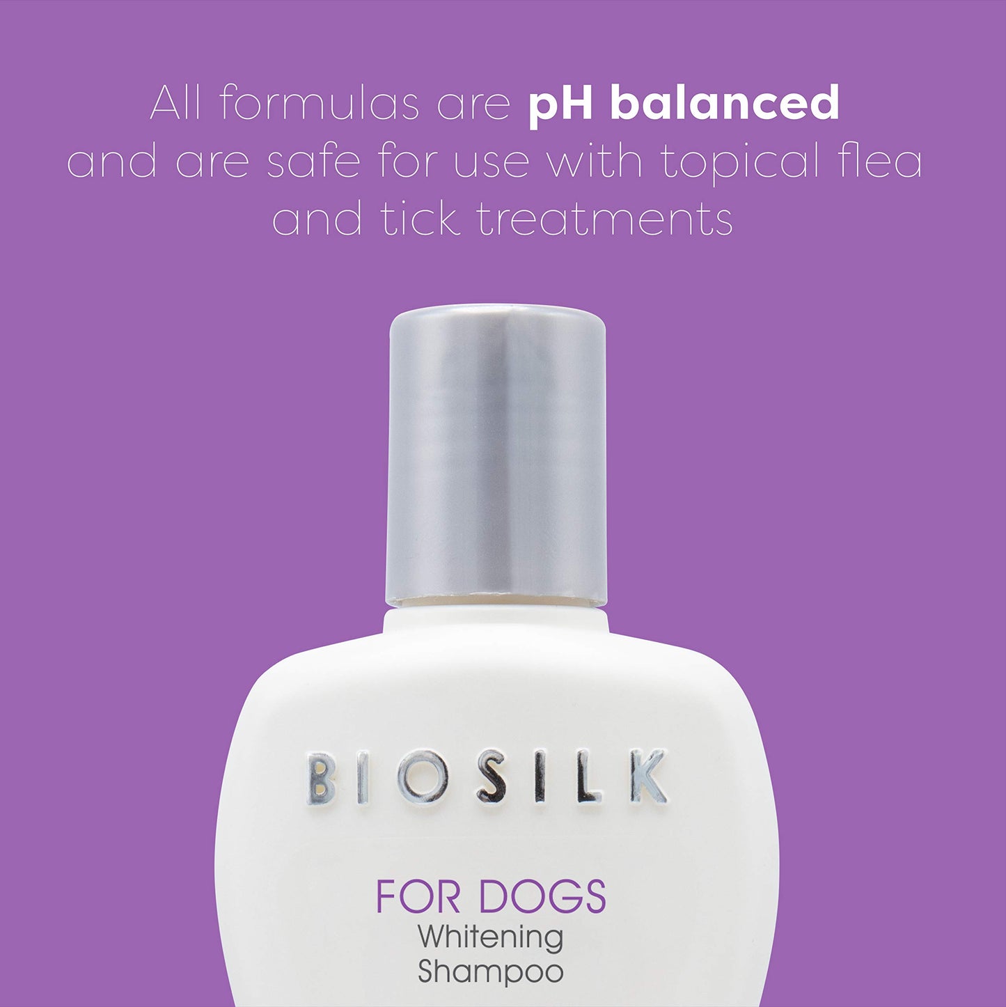 Medium Purple BioSilk Silk Therapy Whitening Dog Shampoo, Brightening Pet Shampoo with Silk Protein for White and Light Colored Coats, Enhances Shine and Softness, pH Balanced Dog Wash, 12 Fl Oz