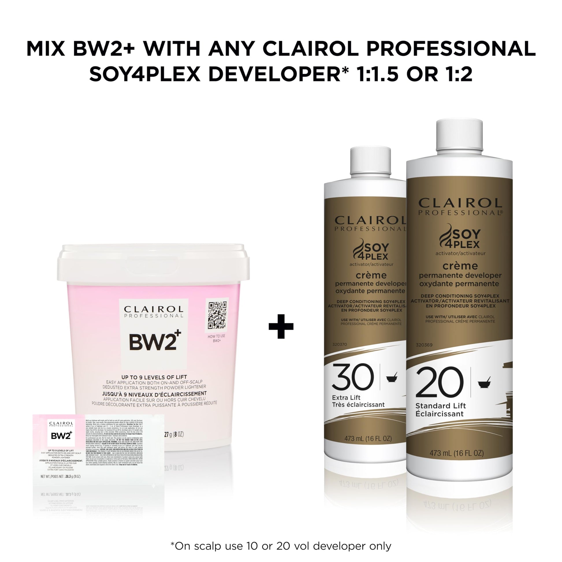 White Smoke Clairol Professional BW2+ Dedusted Extra Strength Powder Lightener for Hair Highlights, 8 oz.